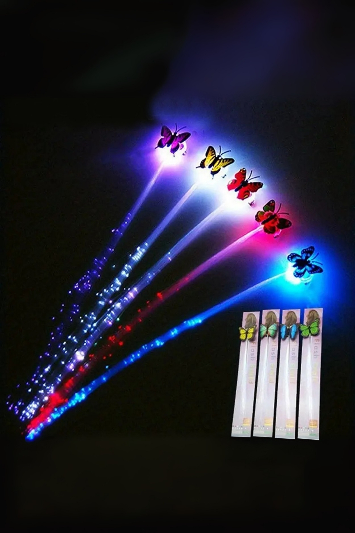 ReilaParty Parlayan LED Fiber Optik Kelebek Toka Saç Klipsi 1 Adet