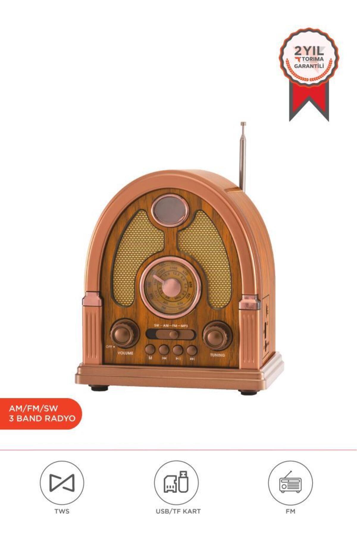 Torima D-58 Ahşap Nostalji Radyo Kablosuz Bluetooth Hoparlör