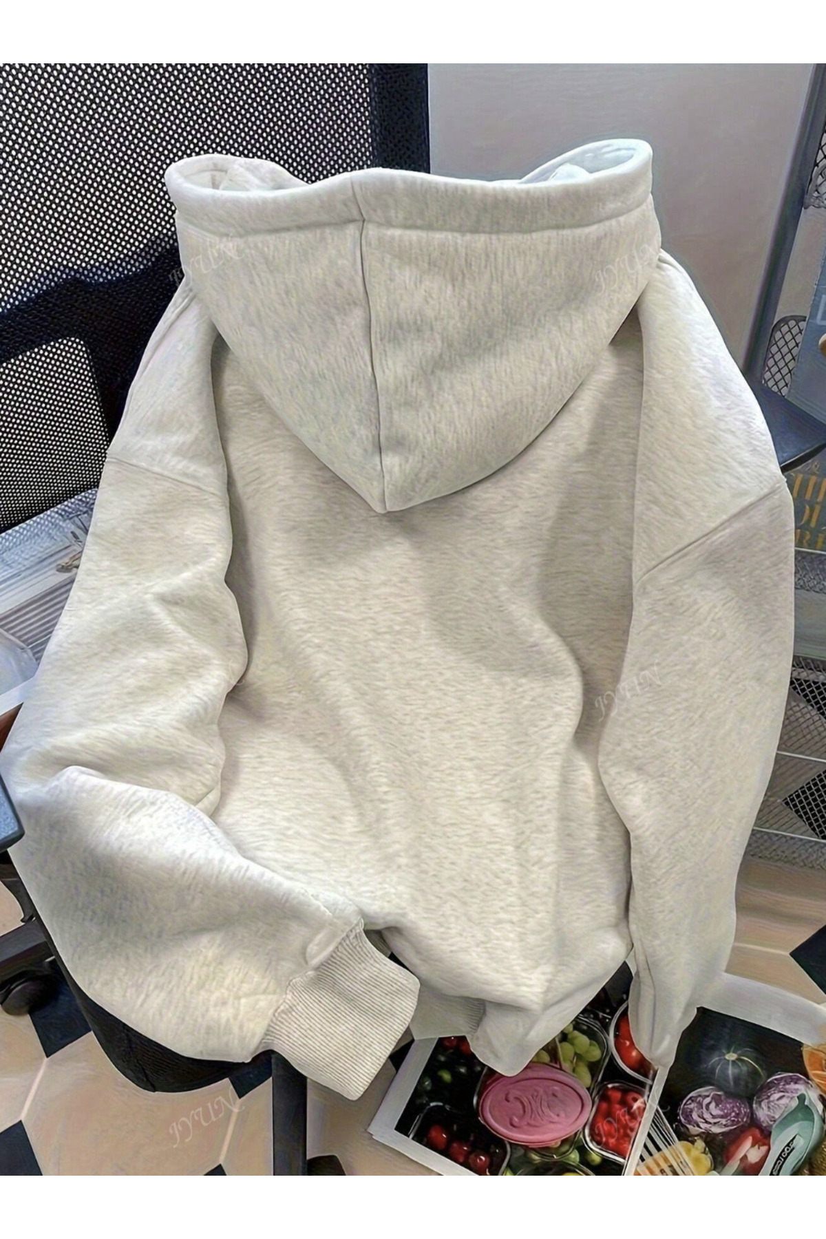COHERENT Unisex Erkek/Kadın NYC Renkli Özel Baskılı Oversize Kapüşonlu Sweatshirt %80Pamuklu görsel 2