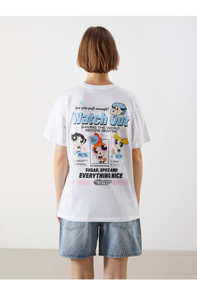 LC Waikiki Bisiklet Yaka Powerpuff Girls Baskılı Kadın Tişört