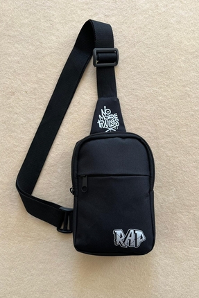 Outlet Çarşım Erkek Çapraz Omuz Çantası Hip-hop Tarz 2 Bölmeli İçi Cepli Siyah