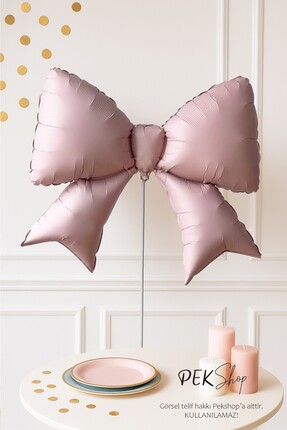 PEKSHOP Pembe Büyük Fiyonk Folyo Balon Fiyonk Şekilli Balon