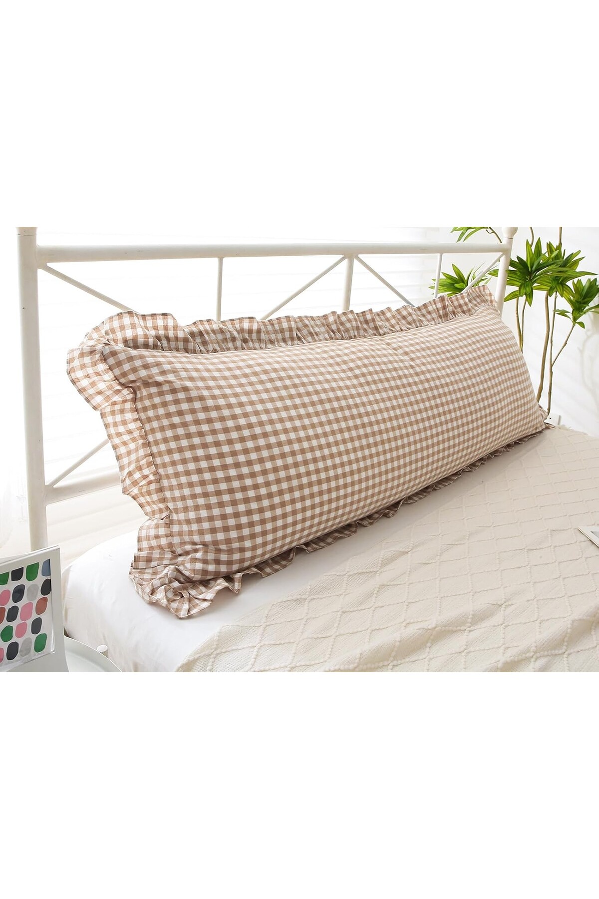 Erba kreasyon Hamile Yastık Kılıfı Pötikare Fırfır Decor Uzun Yastık Kılıfı 50x135cm Hamile Yastığı fotoğrafı 3 (önizleme)