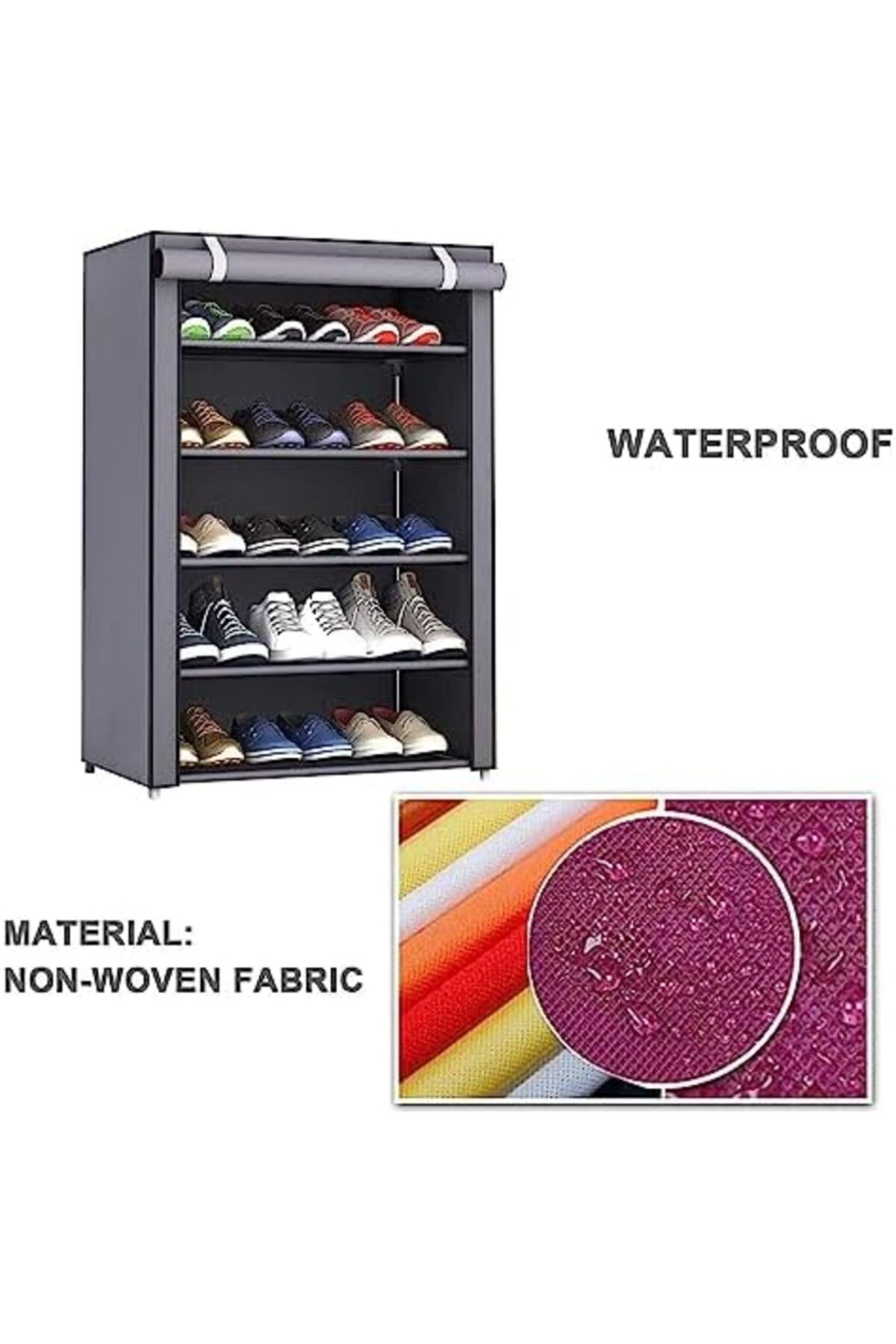 منظم أحذية قماش 5 طبقات, رف تخزين قائم للمدخل والممر – تصميم مدمج لتوفير المساحة وتخزين الأحذية