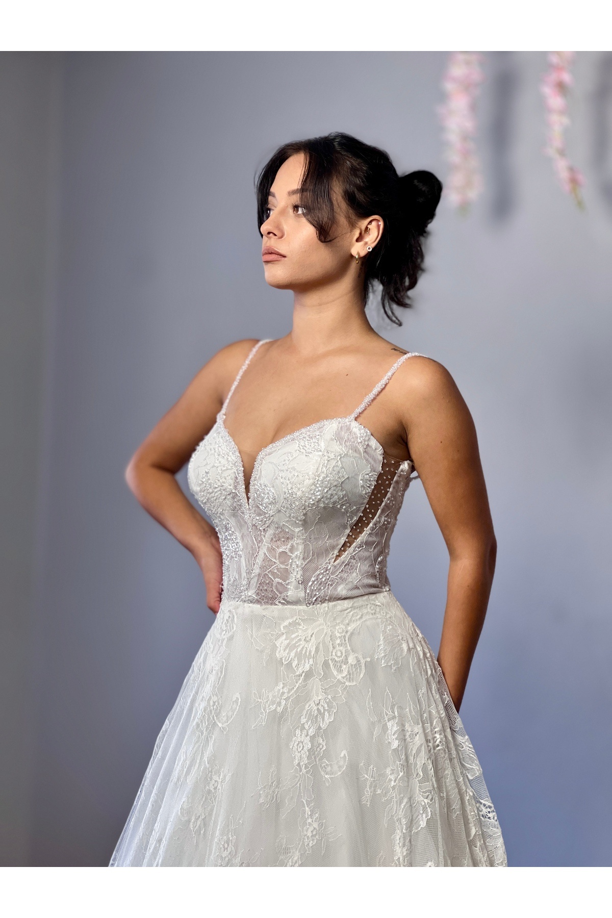 Evadne French Lace A-Line Wedding Dress (wedding, wedding, wedding dress, French lace)