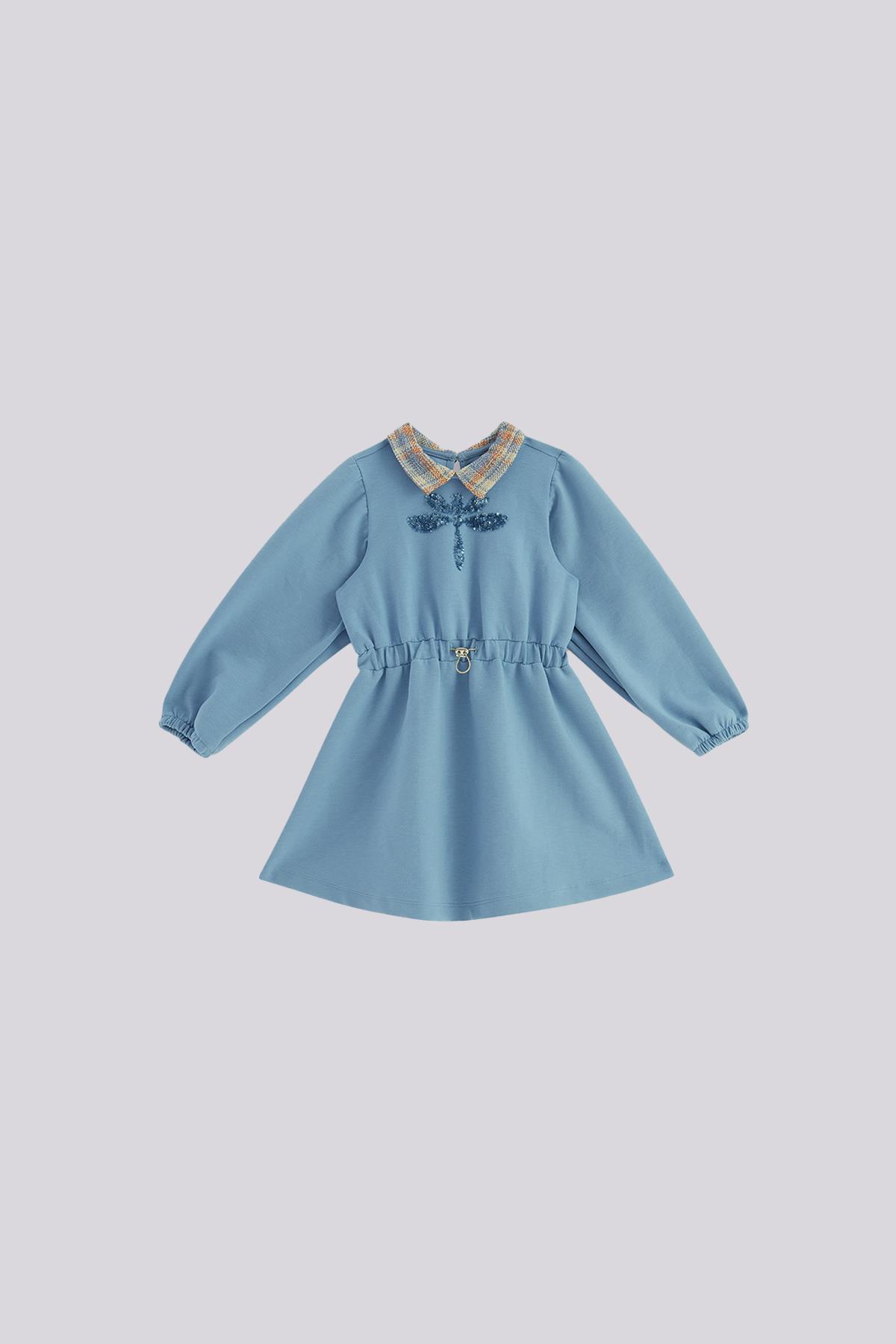 Tyess  BG Store Kız Çocuk Mavi Elbise - Görsel 5