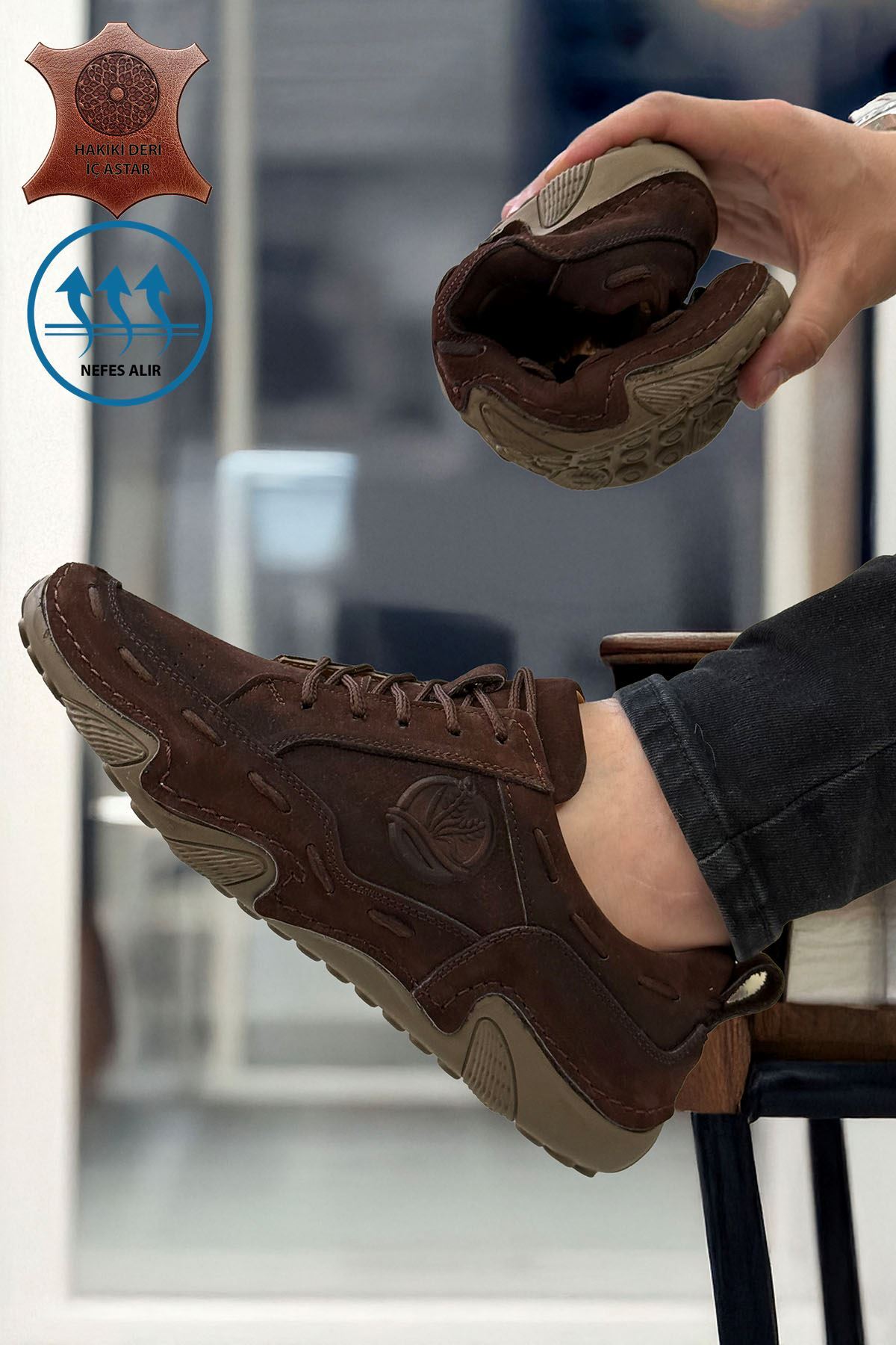 Deri De Luxe Genuine Leather Spider Men's Sandal Shoes