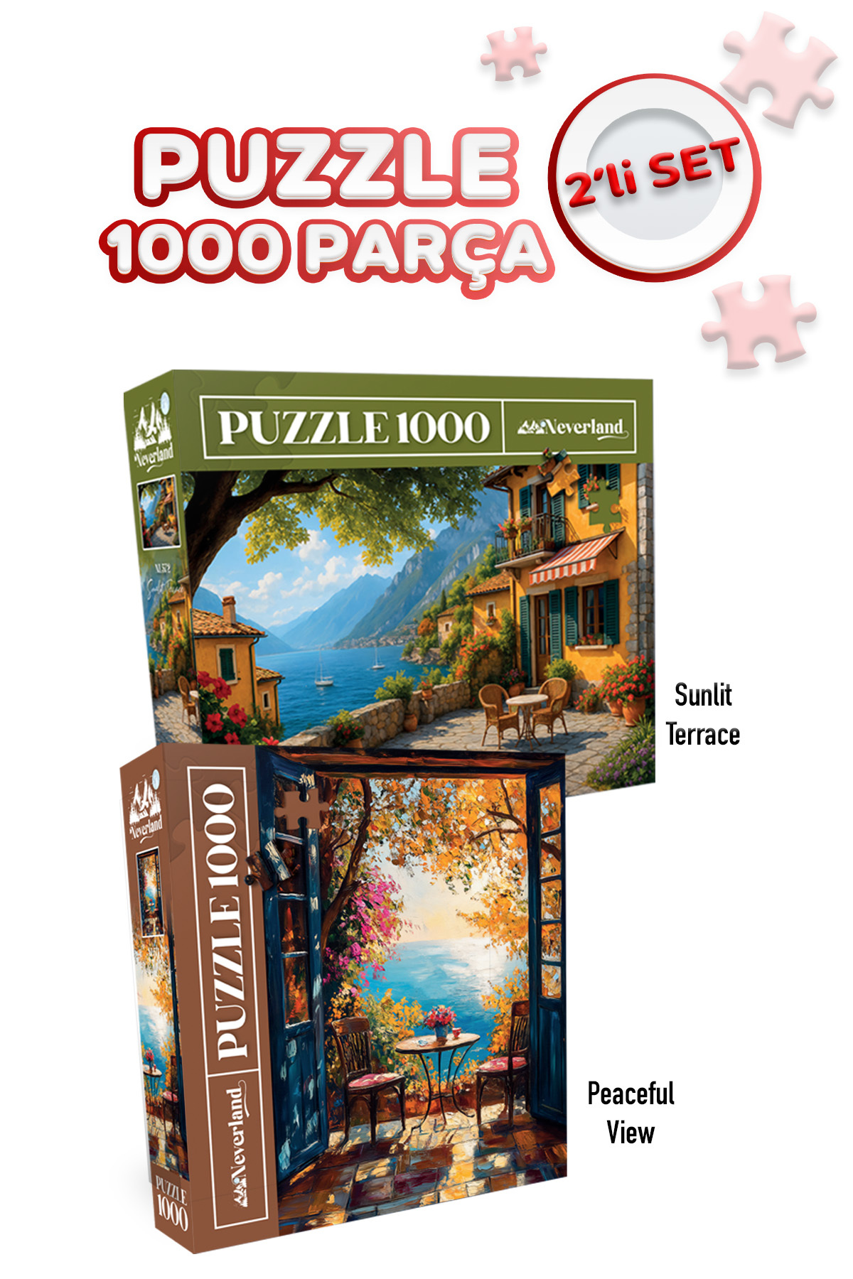 Neverland 2 ADET 1000 PARÇA PUZZLE - GÜNEŞLİ TERAS VE HUZURLU