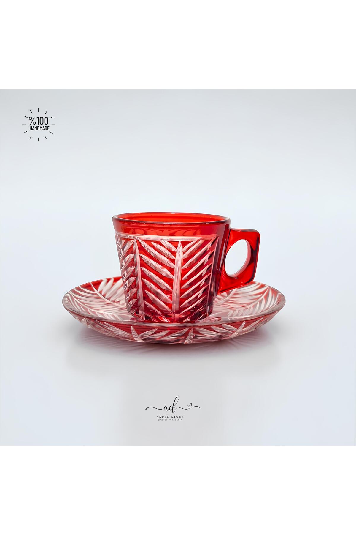 Crystal Decor Colored Double Coffee Set, Teacup Set