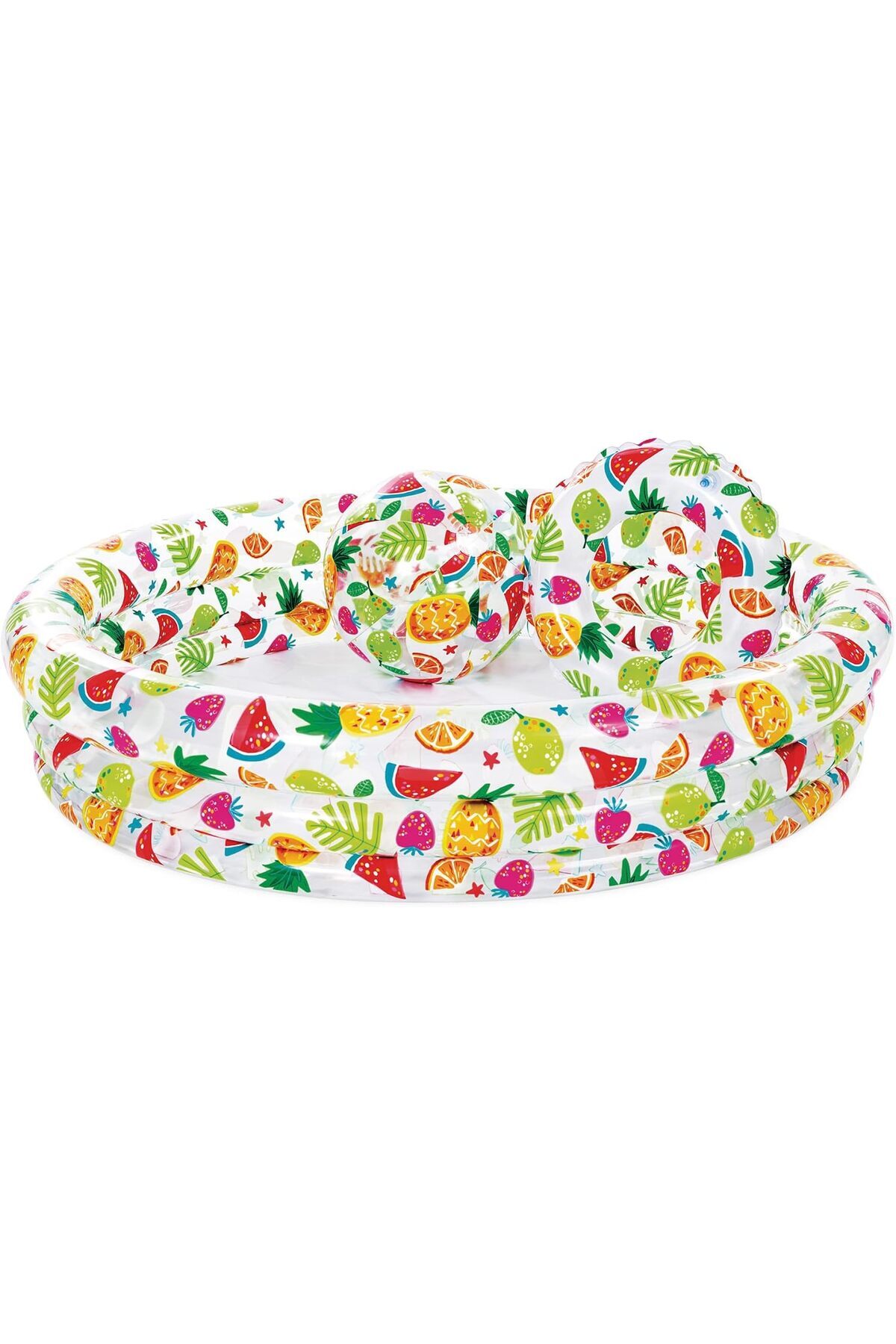 STOREMAX 59469 Meyve Desenli Havuz Seti 132 cm, su sporları, plaj malzemesi, şişme ürün, yüzme aksesuarı, kam