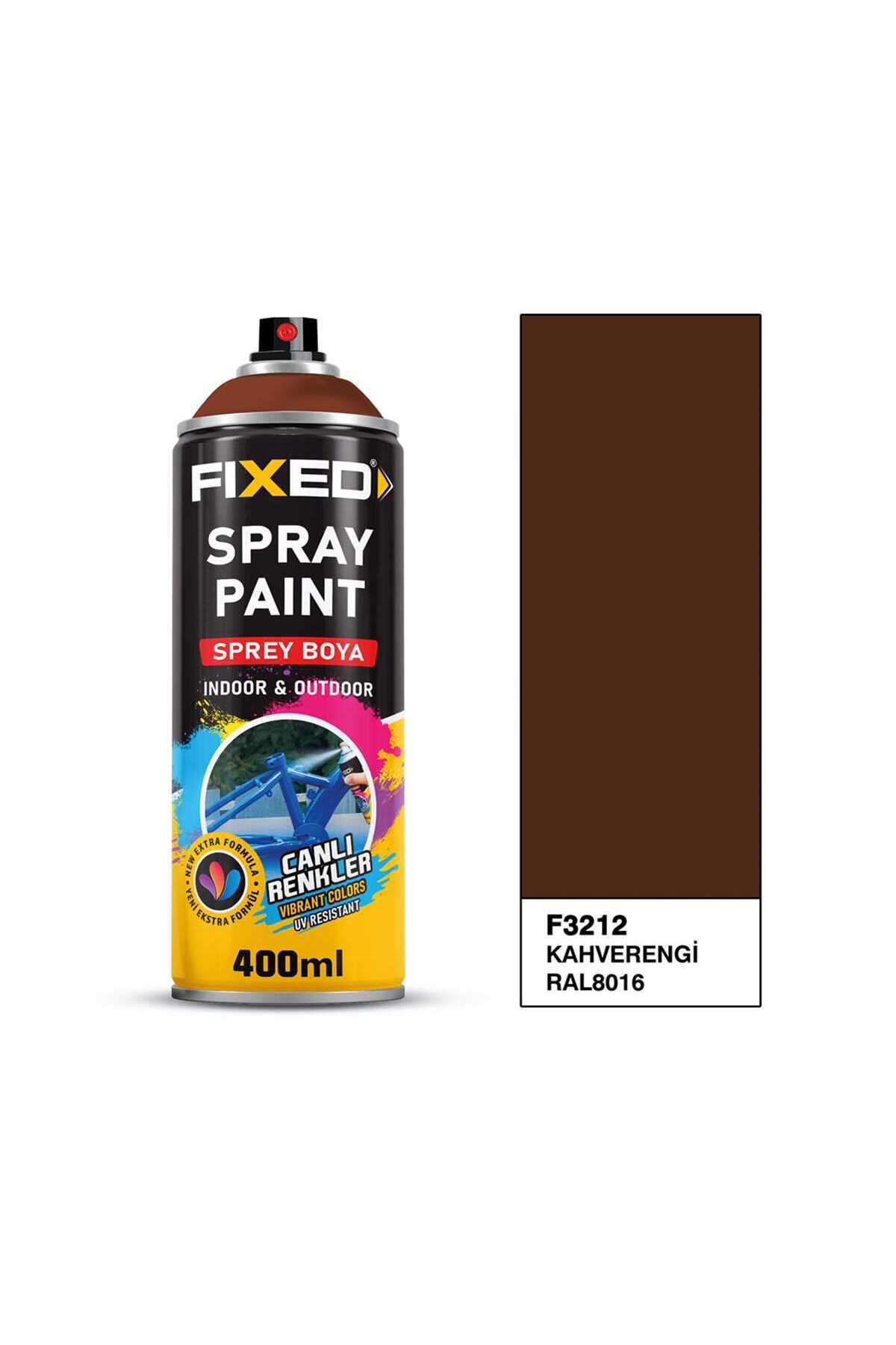 FIXED F3212 AKRİLİK SPREY BOYA KAHVERENGİ (RAL8016) 400 ML