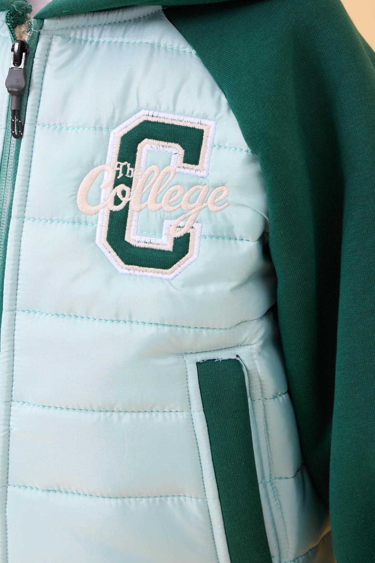 Perendi Kız Çocuk İçi Peluşlu Kapüşonlu Kapitone Kolej Ceket – Mavi fotoğrafı 7 (önizleme)