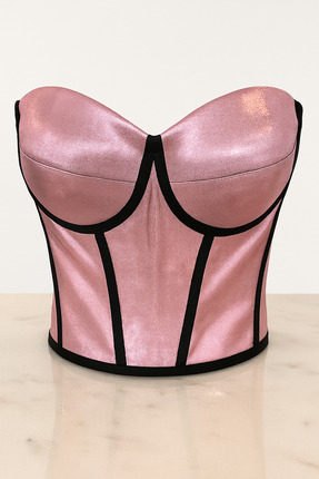 atelierburchu Metalik Simli Korse Görünümlü Straplez Büstiyer