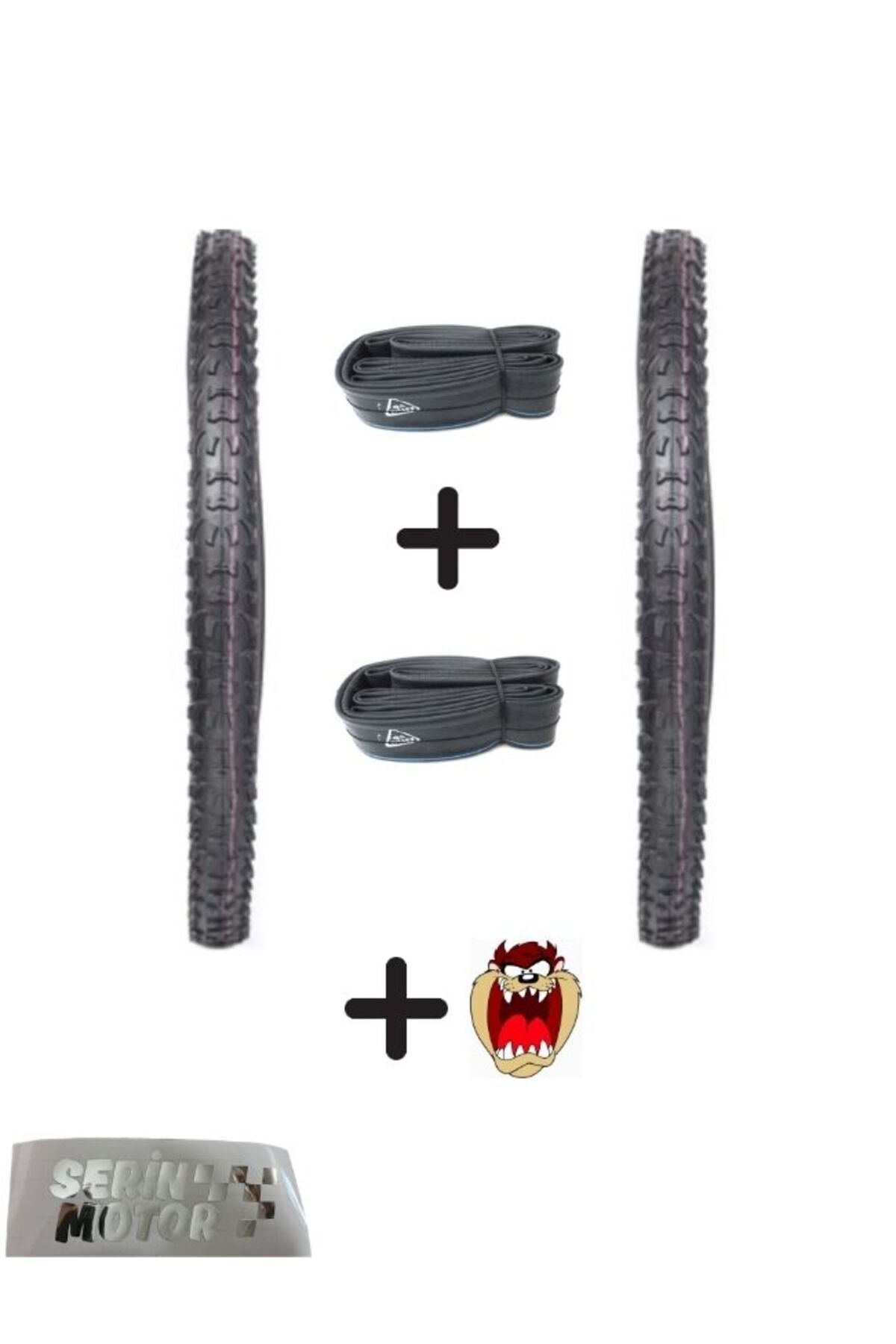 Servis Bisiklet 24 İç Dış Lastik Seti Ön Arka Takım- (Dış 24x1,95 - İç 24x1.75-2.125) Hedye Tzmanya sticker