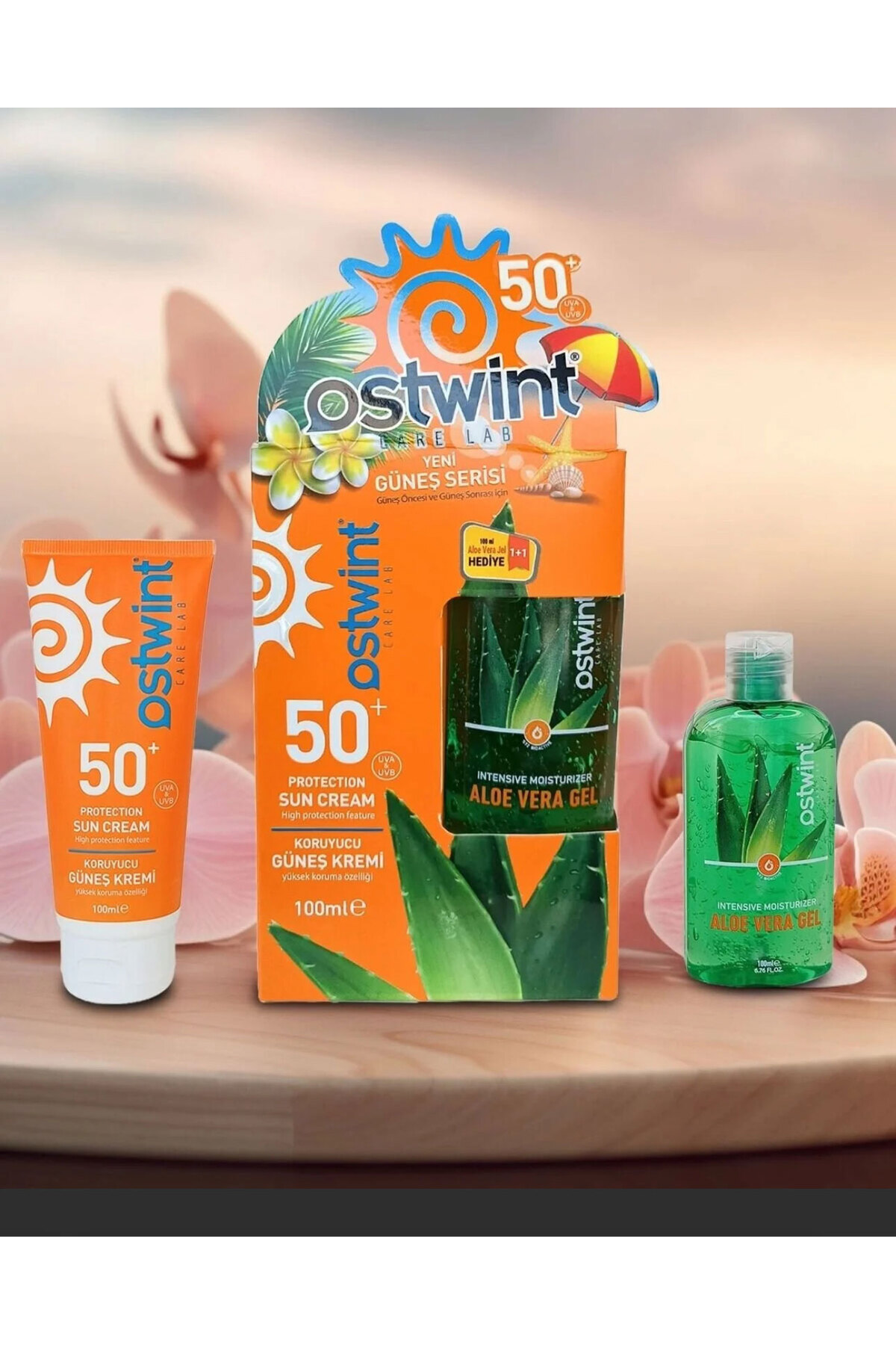 SİHİRLİ AYAKLAR 2'li Güneş Kremi ve Yoğun Nemlendirici Aloe Vera Jel E Vitaminli SPF 50+ Yüksek Korumalı Set 100ml