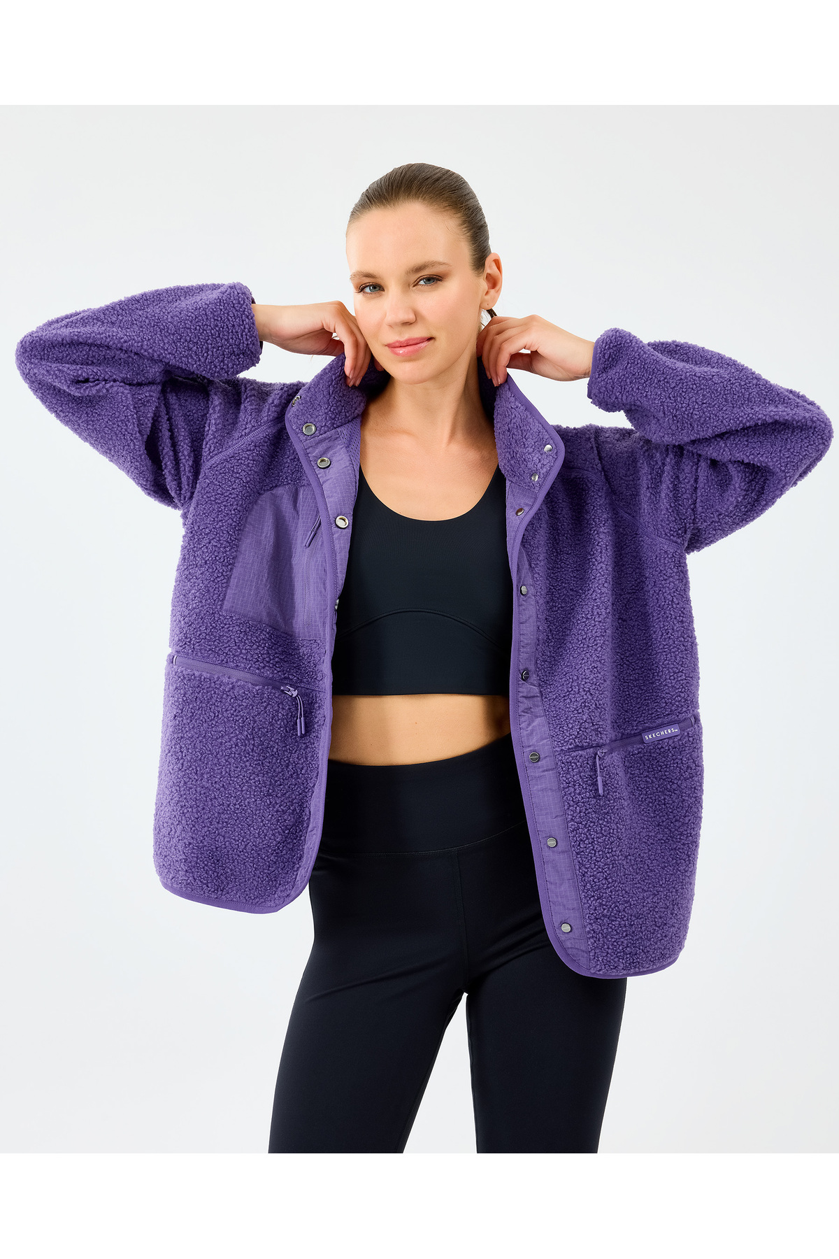 Skechers  W Woven Detailed Pull Over Sherpa Kadın Mor Mont S2520218-0277 - Görsel 4