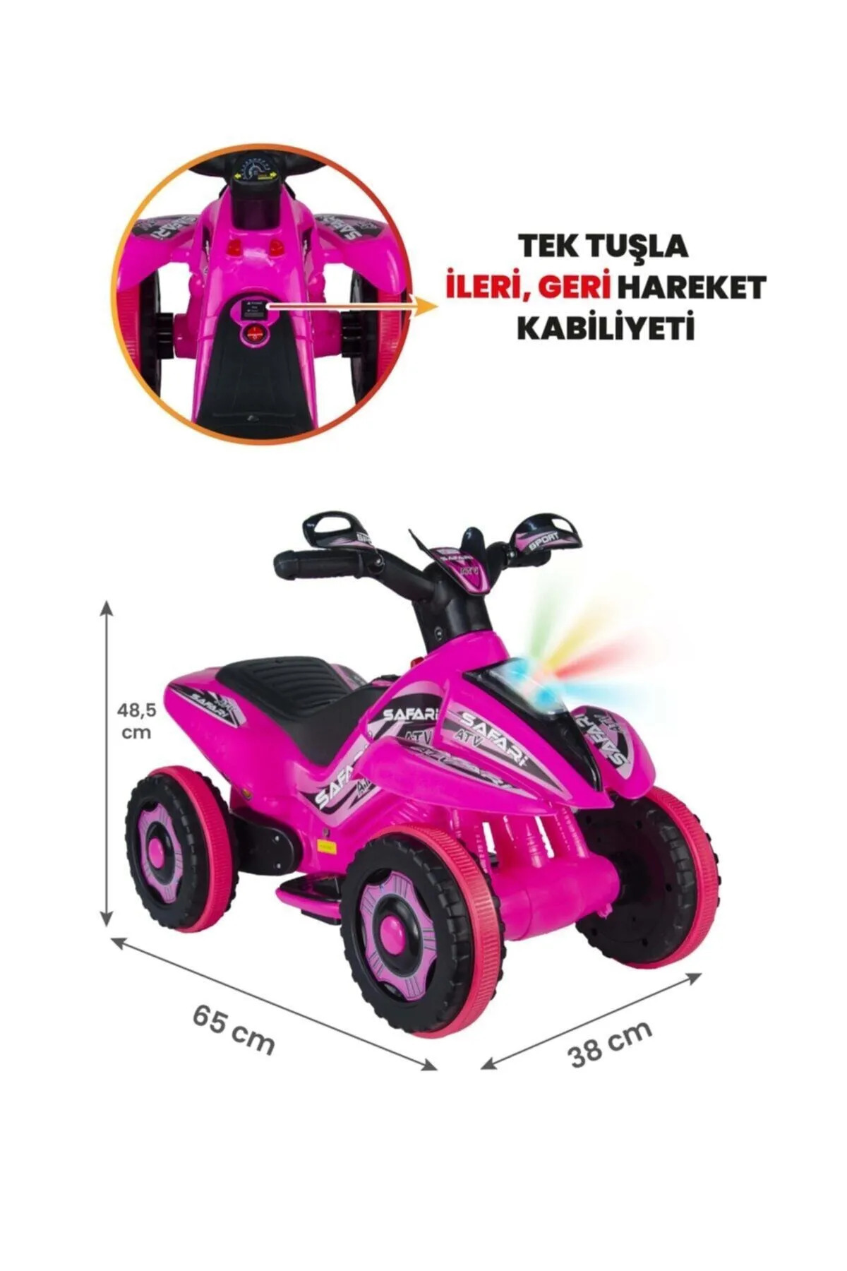 UJ Toys 9000 Akülü Atv 6 V Safari Pembe