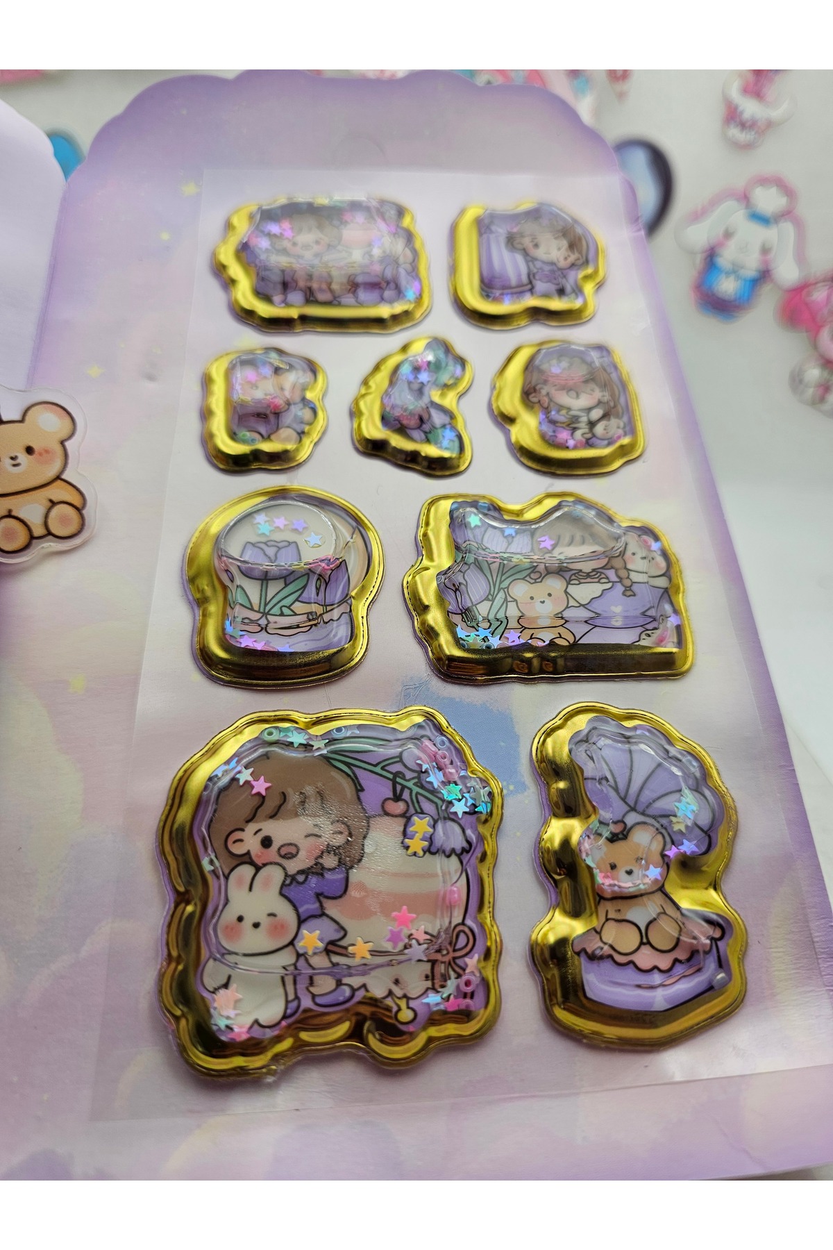 Meyra Accessories sanrio kawaii sticker içi sulu sevimli kaliteli sticker okul öncesi öğrenci hediyesi fotoğrafı 4 (önizleme)