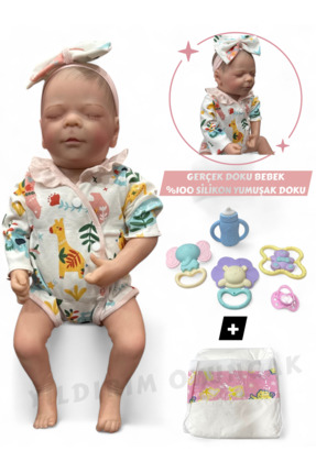 YILDIRIM OYUNCAK 43 Cm Aksesuarlı Gerçekçi Bebek %100 Silikon Yumuşak Doku Ak...
