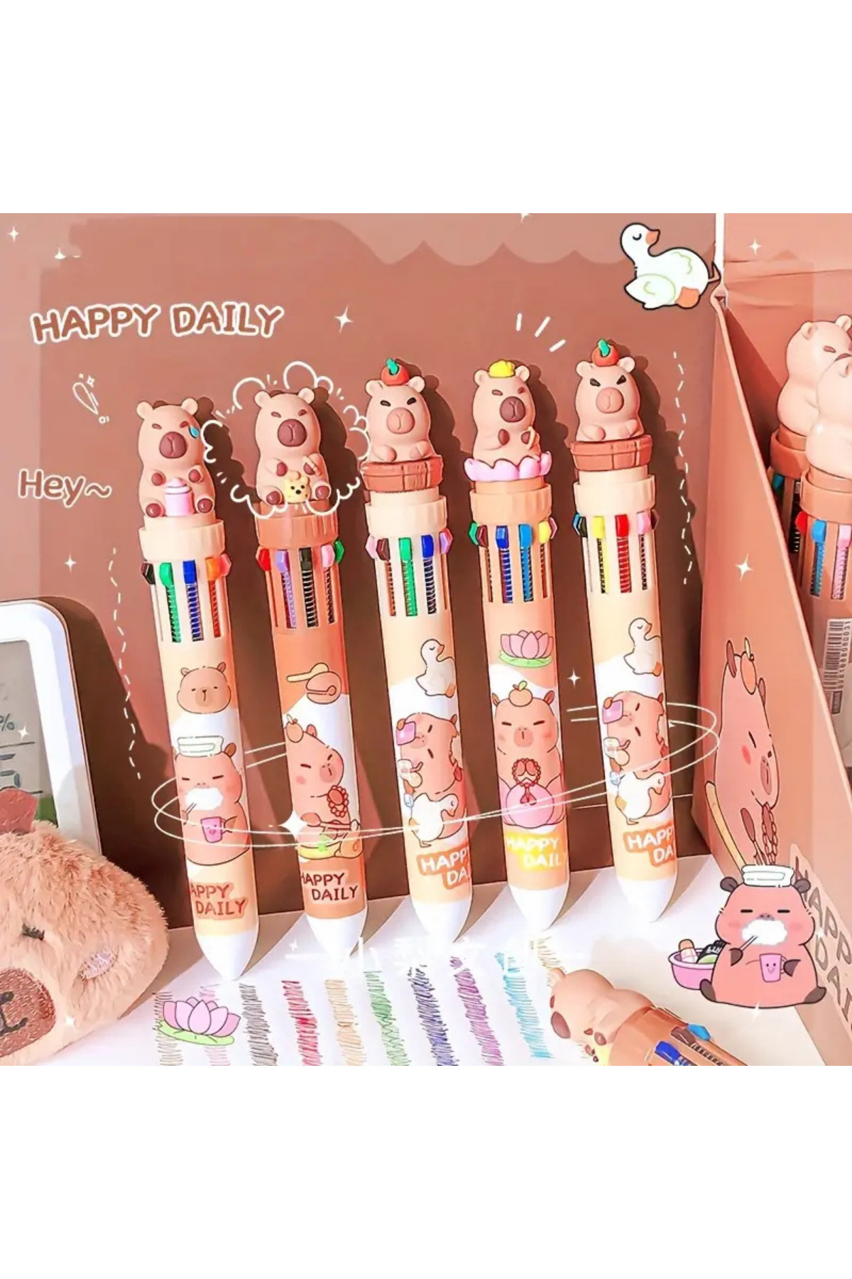 NaSaDAN Capybara Kapibara 10 Renk Çoklu Tükenmez Kalem 1 Adet