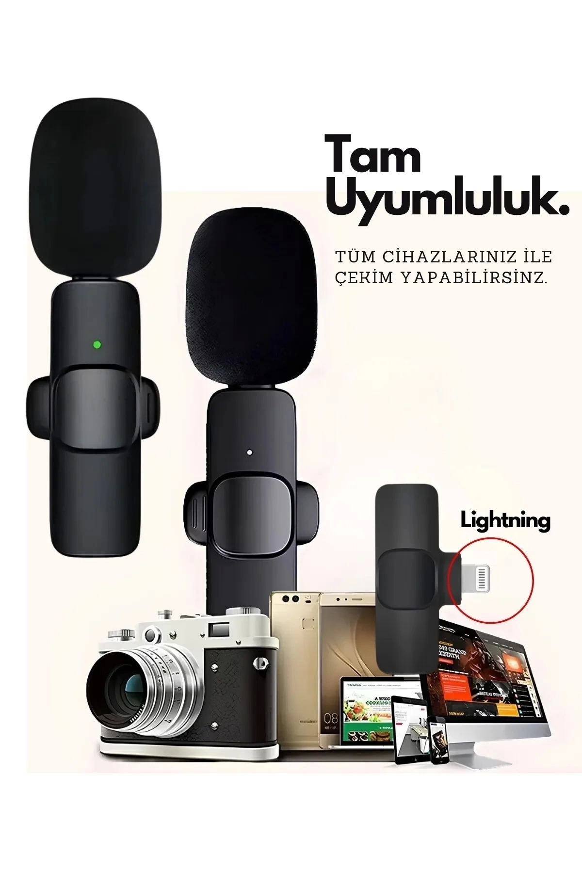 dreamingo BUĞZ Type-c Çiftli Kablosuz Yaka Mikrofon Seti Telefon Vlog Canlı Yayın Tiktok Youtube Uyumlu