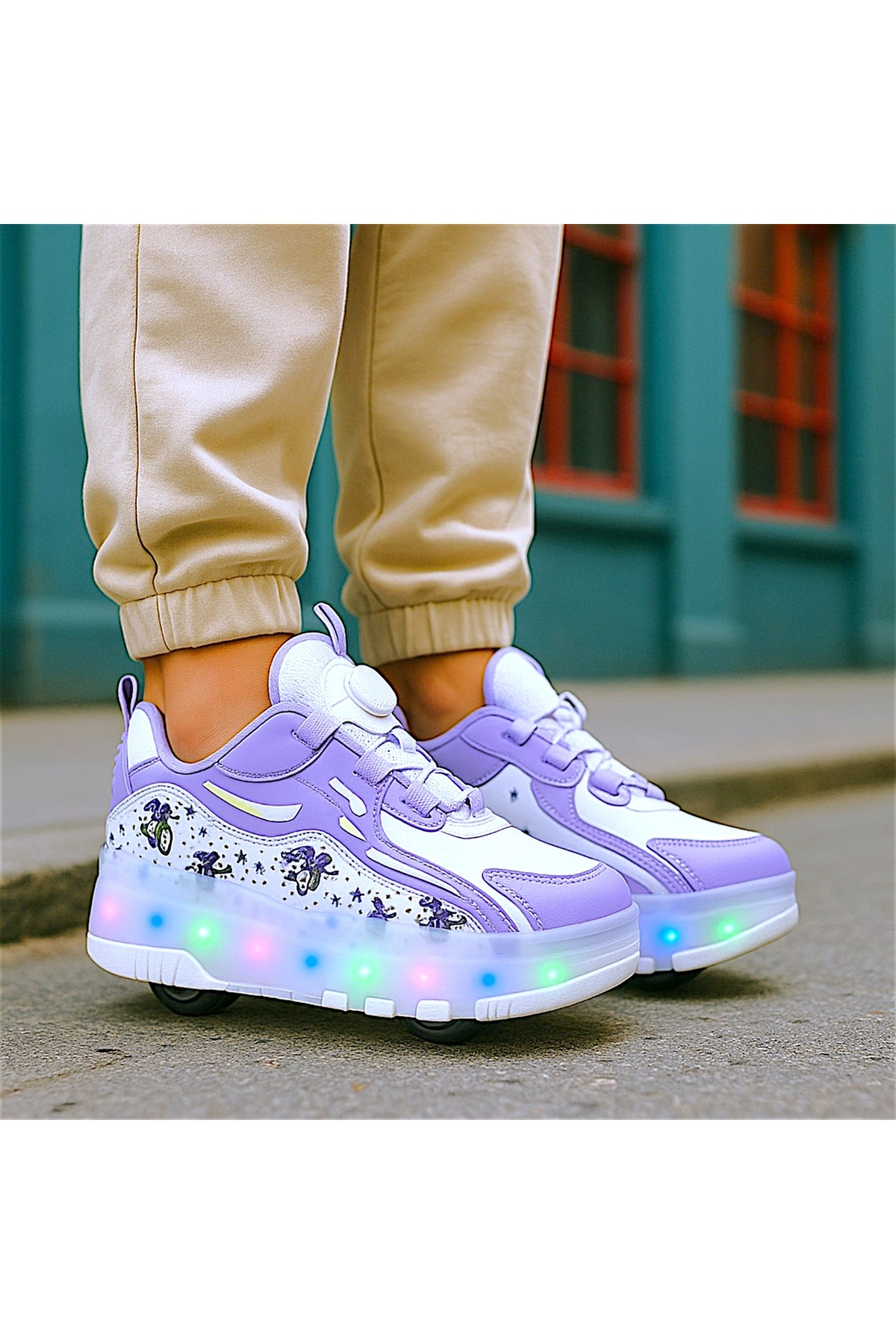RGV (30-37 arası) Çocuk Patenli, Işıklı Rahat Spor Ayakkabı 4 Teker Kaykay Ayakkabı