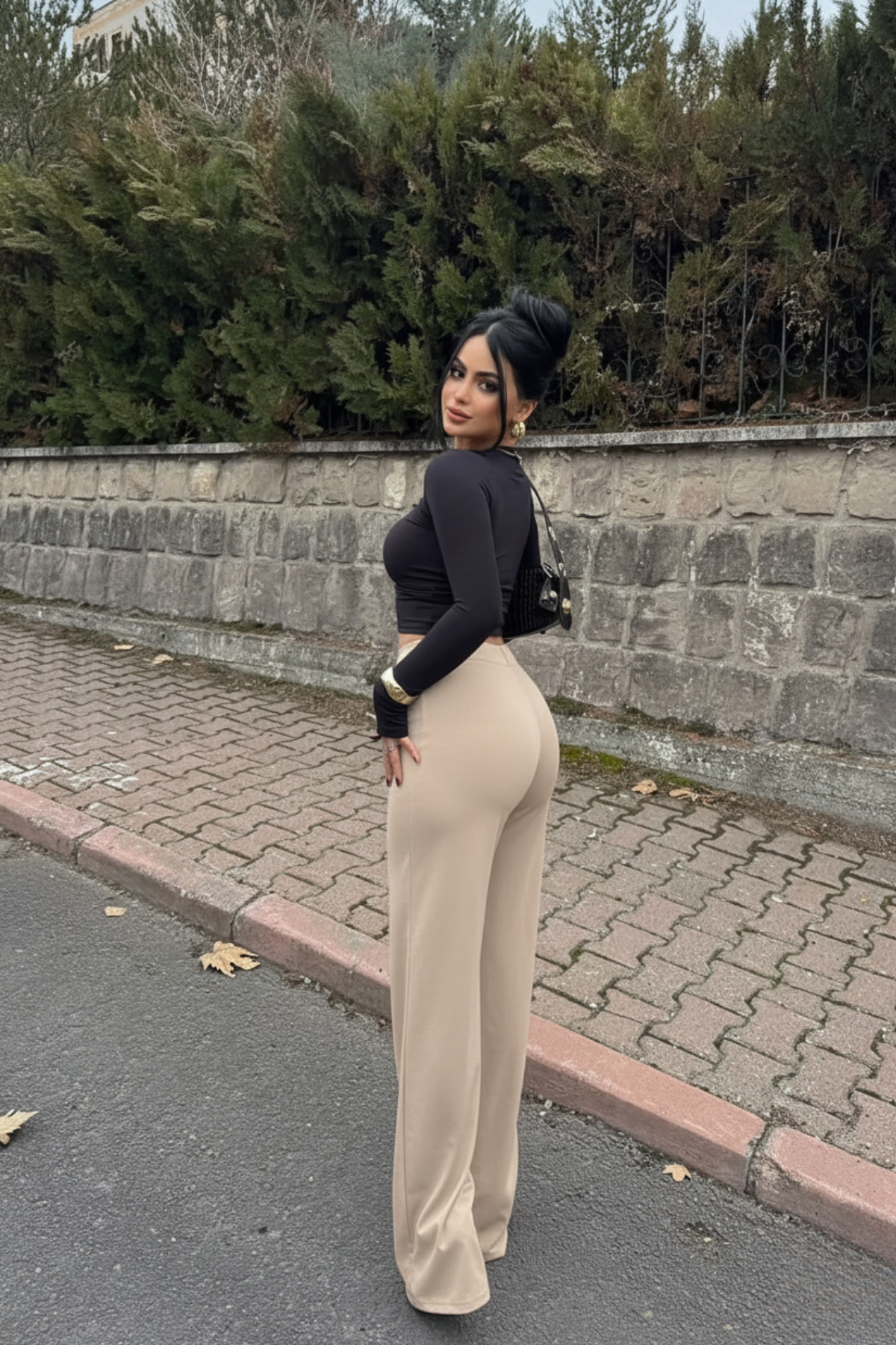 Siner Fashion  Kadın 3 lü Fitilli Bol Paça Rahat Günlük Pantolon - Görsel 6