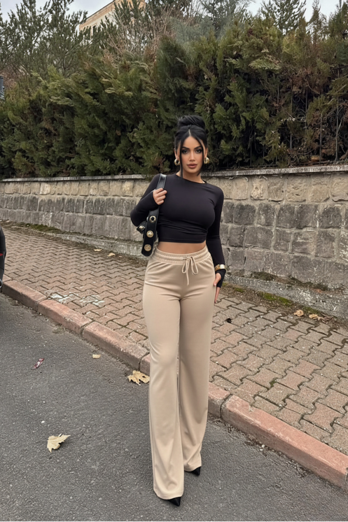 Siner Fashion  Kadın 3 lü Fitilli Bol Paça Rahat Günlük Pantolon - Görsel 3