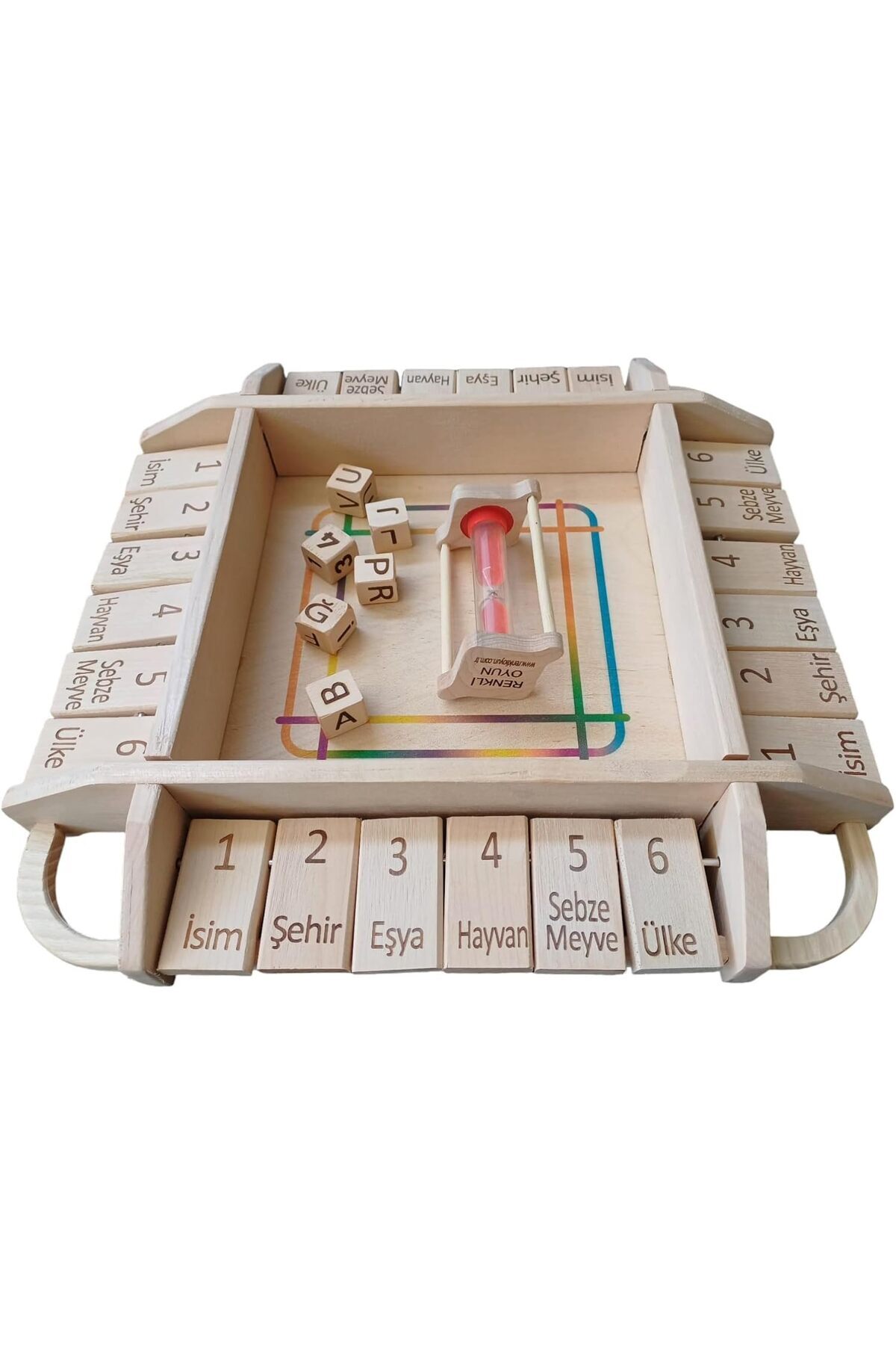 STOREMAX Eğitici Kelime Oyun Seti, İsim Şehir Eşya Oyunu, Zar ve Kum Saati ile Türkçe Kelime Oyunu 1191480