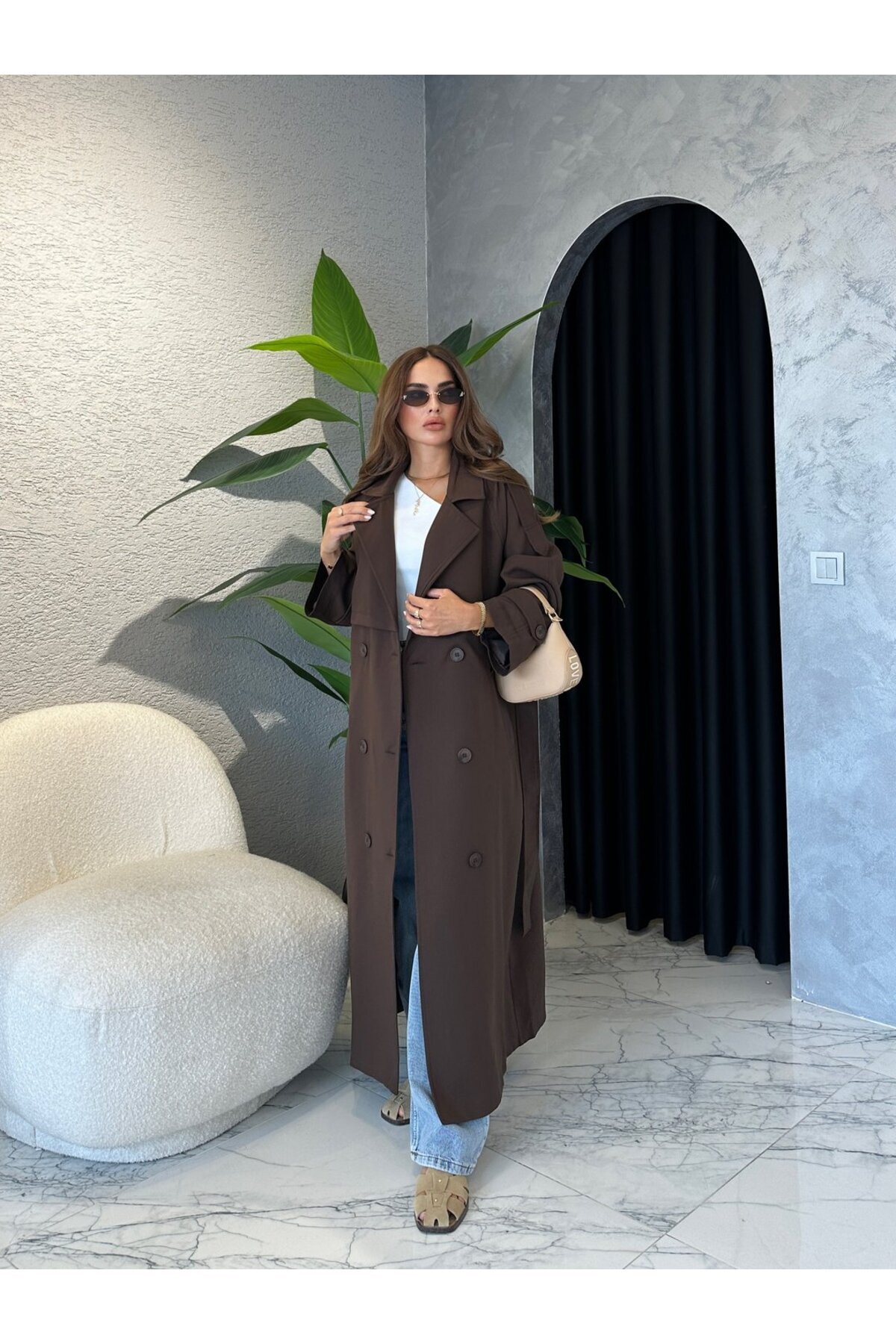 By Merve Darende ZR Model Premium Uzun Trenckot