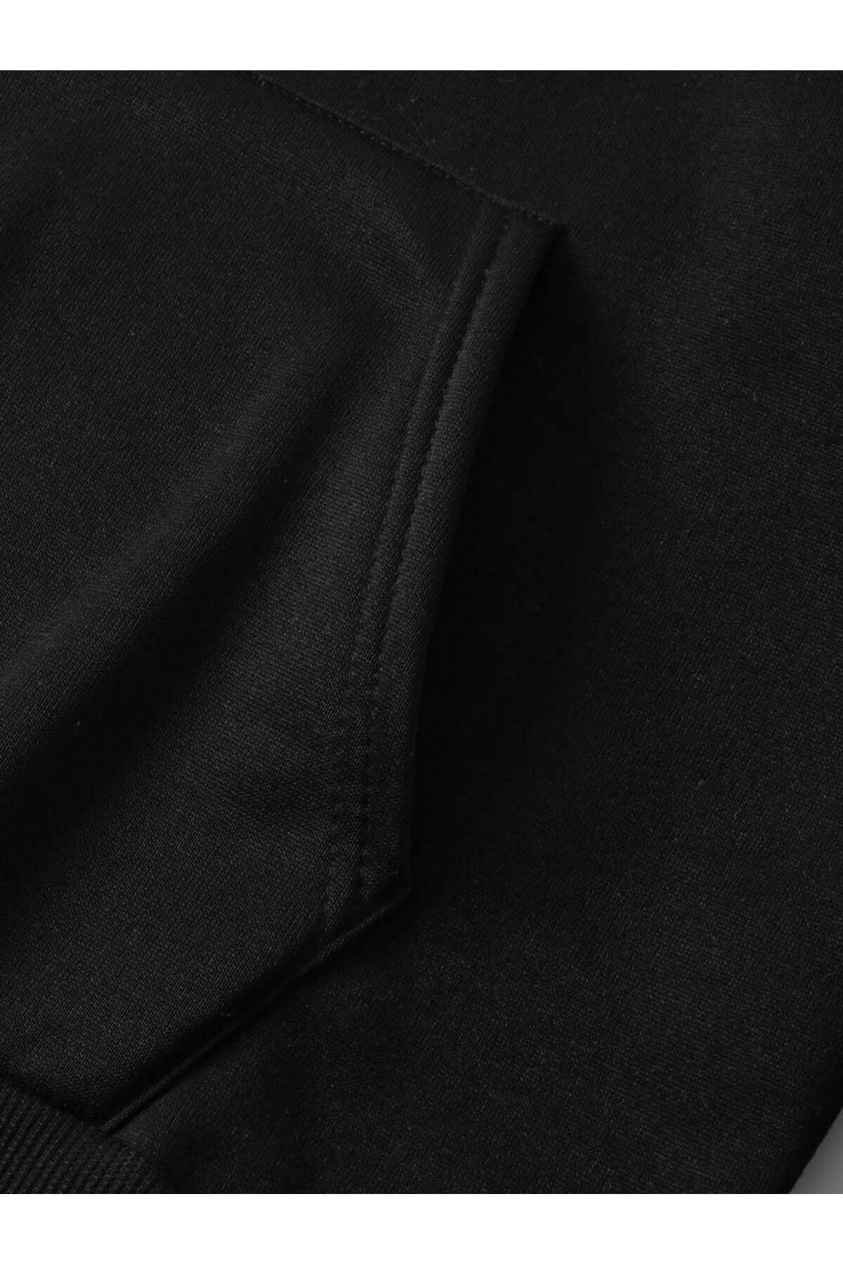 Kapüşonlu Trpstr Baskılı Oversize Kadın/Erkek Unisex Kışlık 3 İplik Eşofman Takımı — مشکی tkmdhjıfgnhfh — تصویر 5 از 5