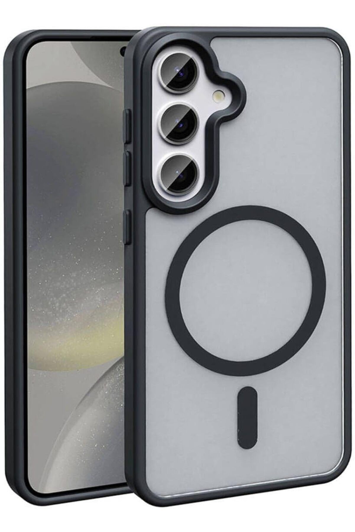 STOREMAX S24 ile uyumlu Sio Mat Siyah Kılıf – ile uyumlu, Kamera Korumalı, Şok Emici 1178367