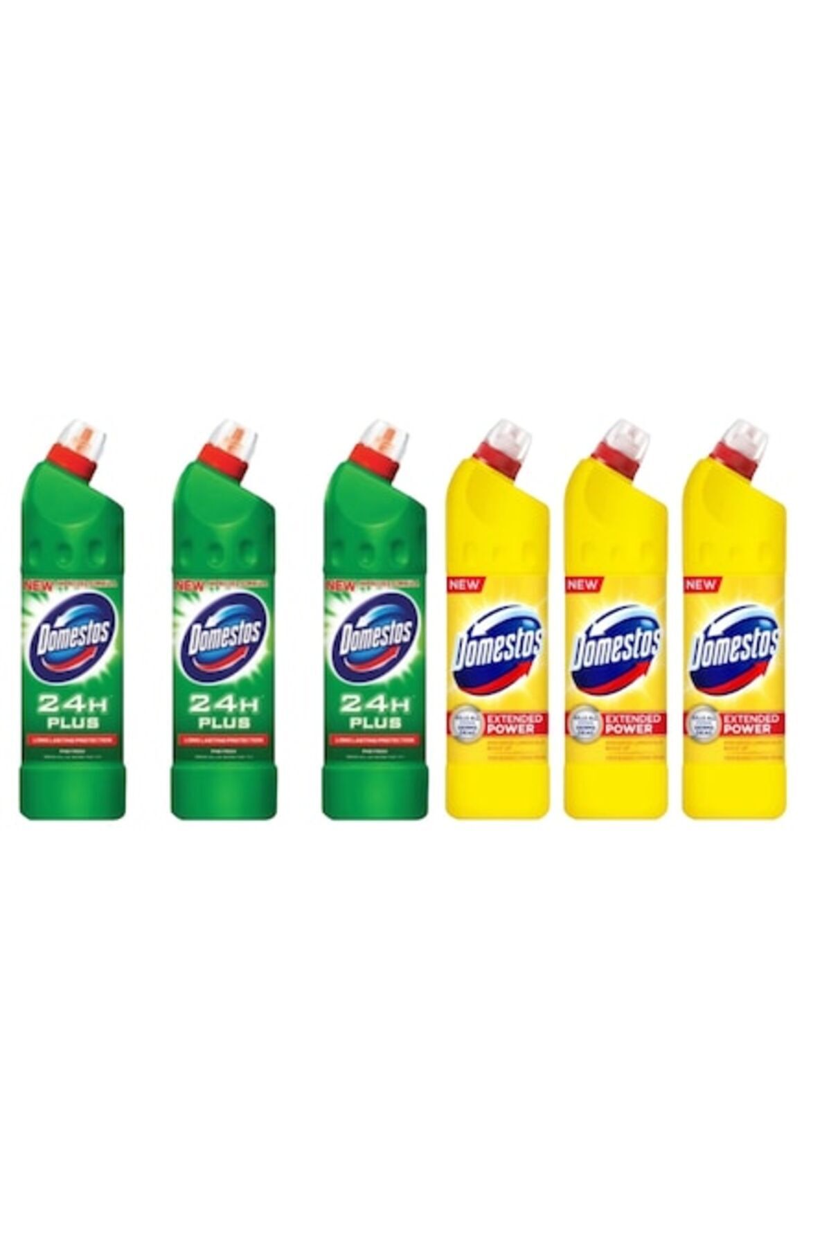 Domestos Set curățare toaletă 6 x componente, 3 x soluție lichidă WC 750ml pi...