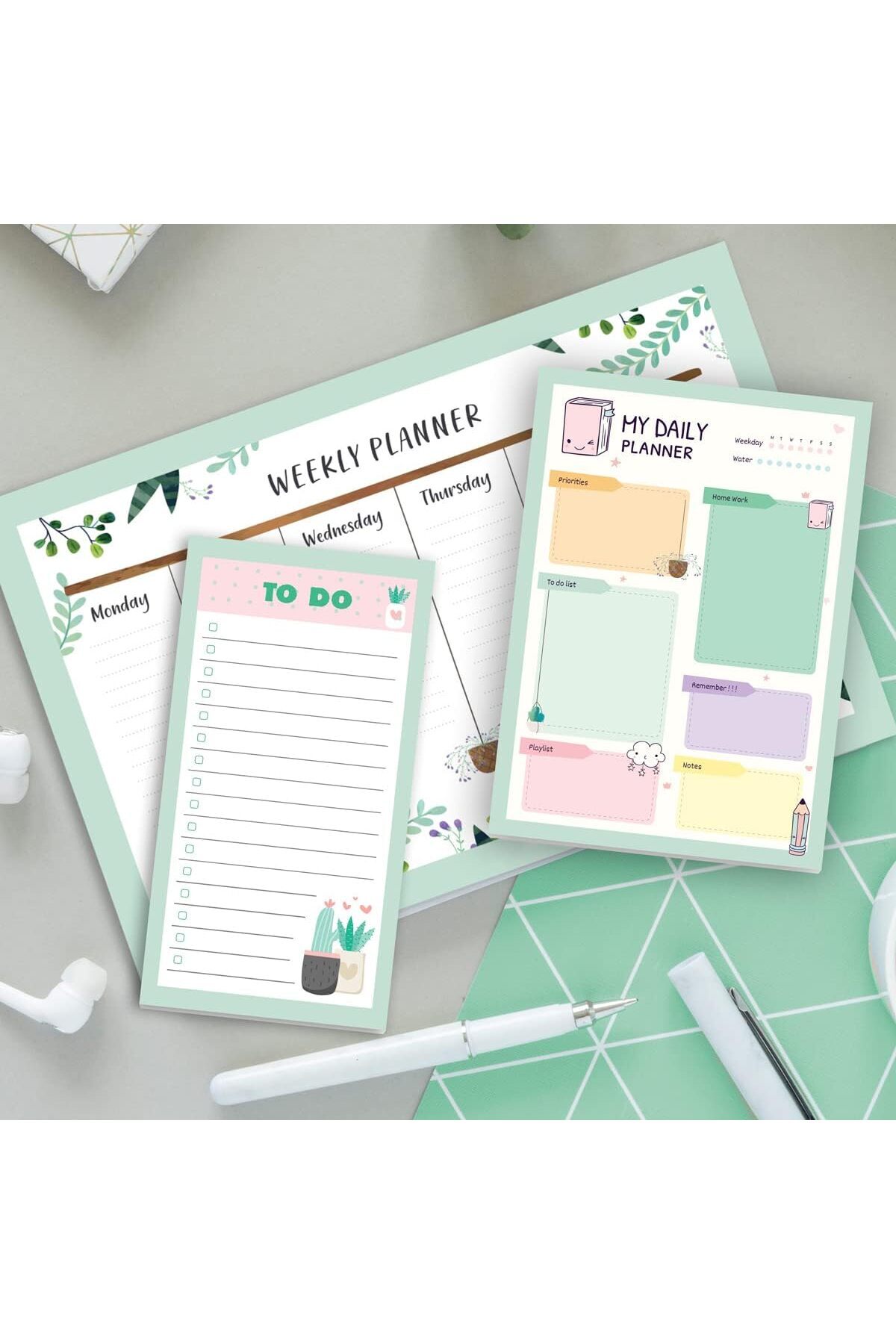 STOREMAX Haftalık, Günlük Planlayıcı Set - 50 Sayfa Tarihsiz Masaüstü - Gençler, Kızlar, Yetişkinler için To