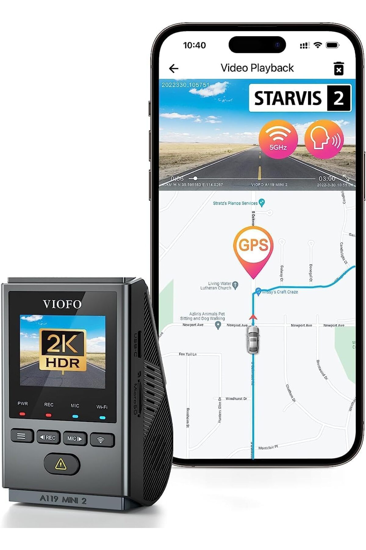 STOREMAX A119 Mini-2 HDR 2K 60FPS 5GHz WiFi ve S'li Araç Kamerası 1178367