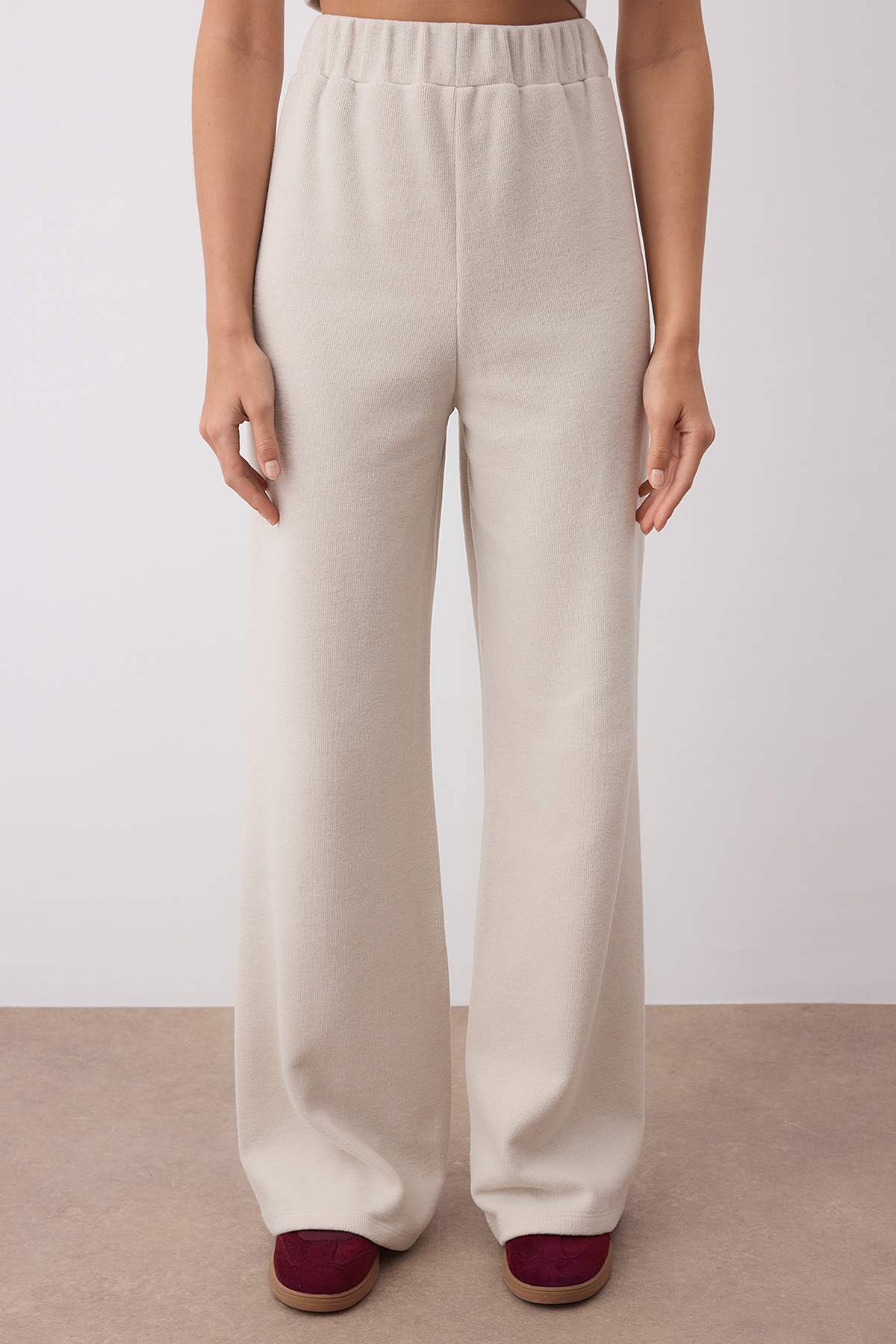 Trendyolmilla  Taş Selanik/Triko Görünümlü Fitted/vücuda Oturan Örme Alt - Üst Takım TWOAW26AU00090 - Görsel 3