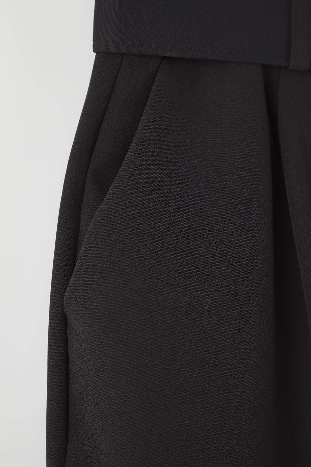 Trendyolmilla  Siyah Yüksek Bel Kemerli Dokuma Büyük Beden Pantolon TBBAW26AR00020 - Görsel 7