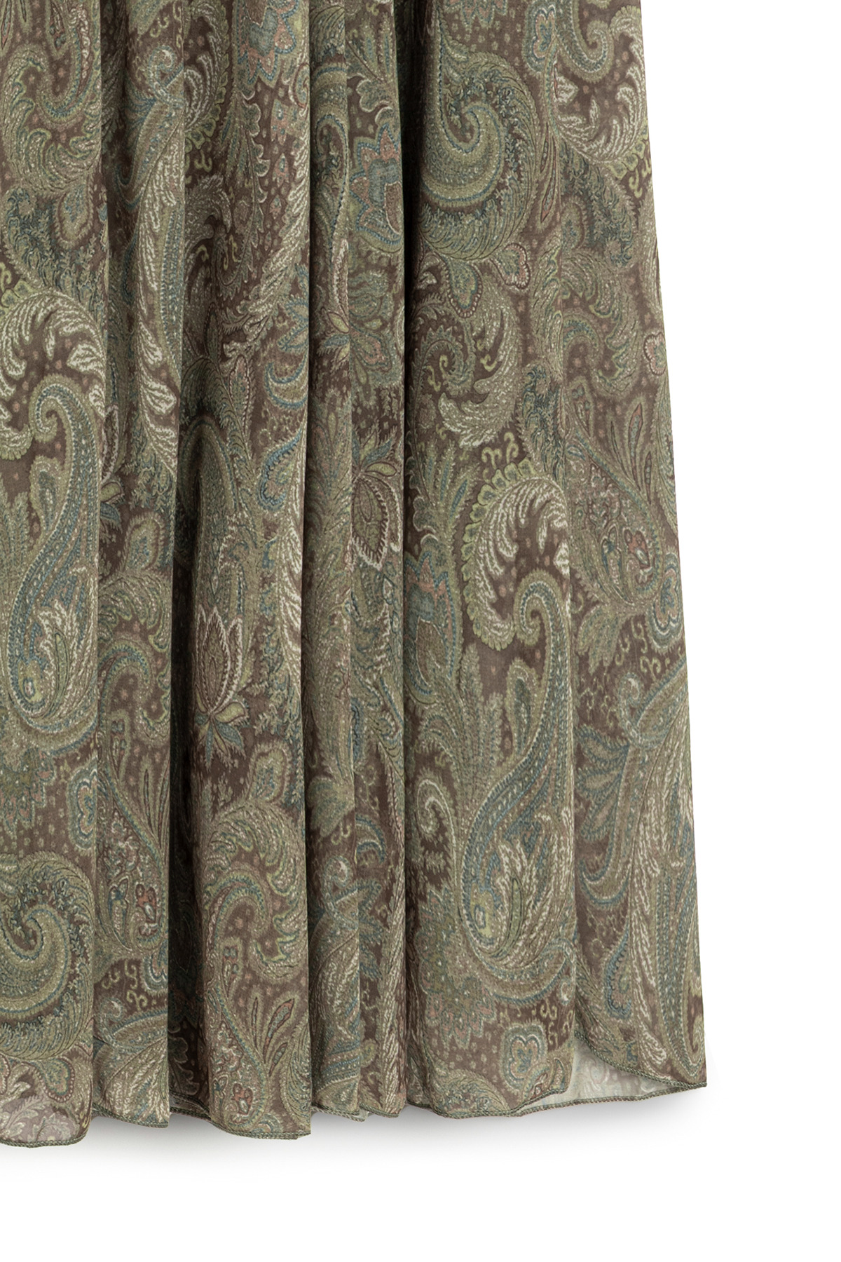 praye  Etnik Desenli Şifon Etek Yeşil - Görsel 3