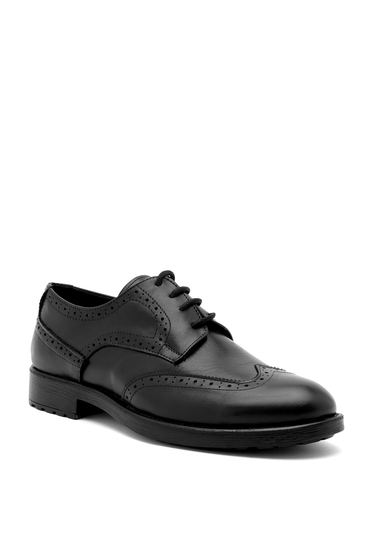 Men's Genuine Leather Classic Shoes with Black Staples