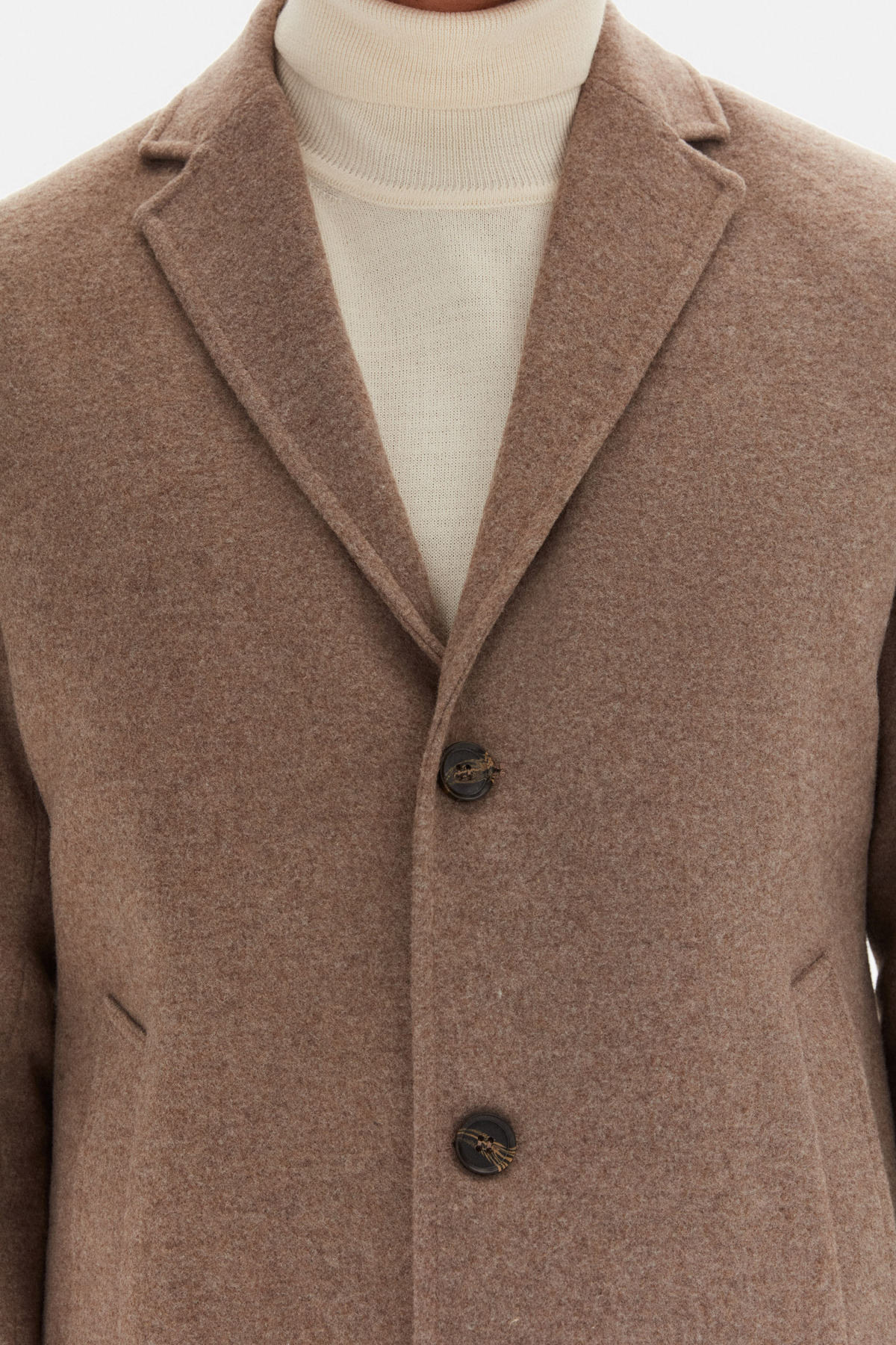 D'S Damat  Ds Damat Regular Fit Vizon Mono Yaka Kaşe Kaban - Görsel 7