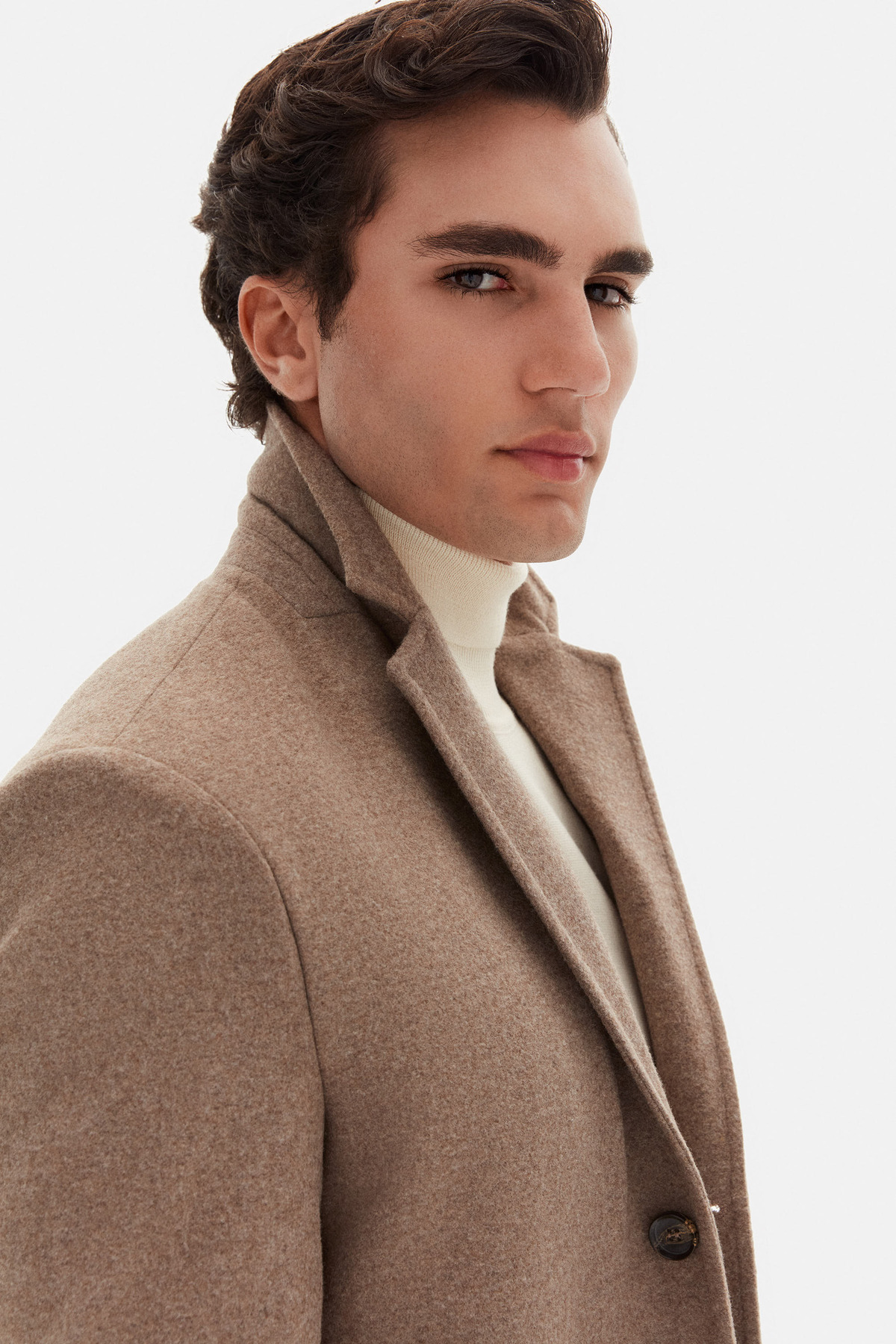 D'S Damat  Ds Damat Regular Fit Vizon Mono Yaka Kaşe Kaban - Görsel 2