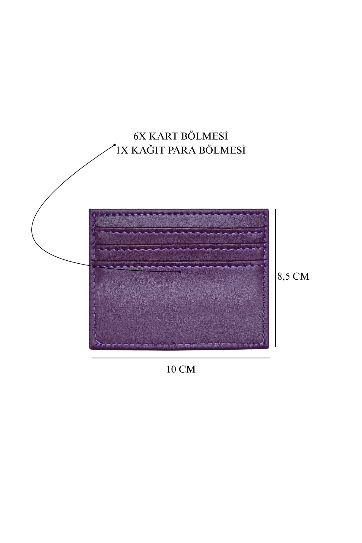 VANİLLA COLLECTİON Unisex Mini Ve İnce Deri Dizme Kartlık Portföy Mürdüm görsel 6