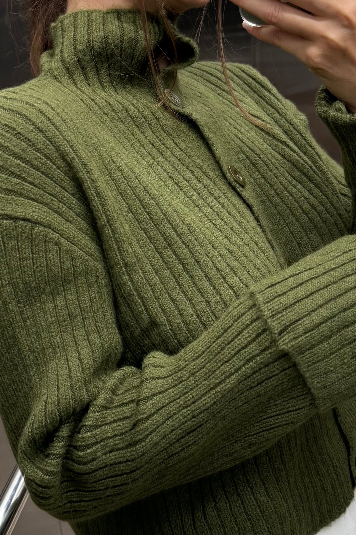 Noi Belis  Basic Crop Yumuşak Dokulu Dik Yaka Triko Hırka AW25HI0004 - Görsel 4