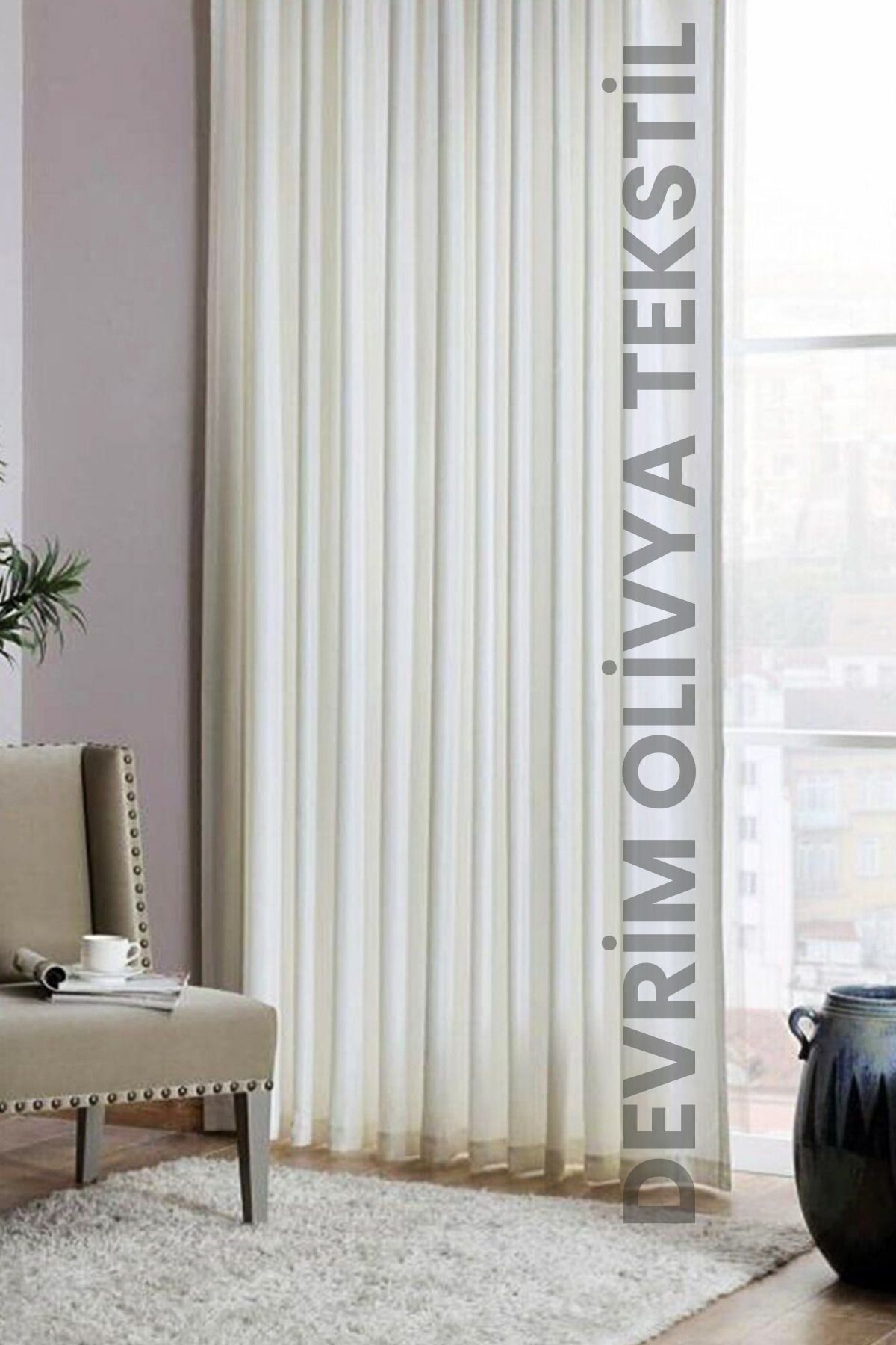Sewing Cream Satin Curtain – Width and Height Measurement Options
