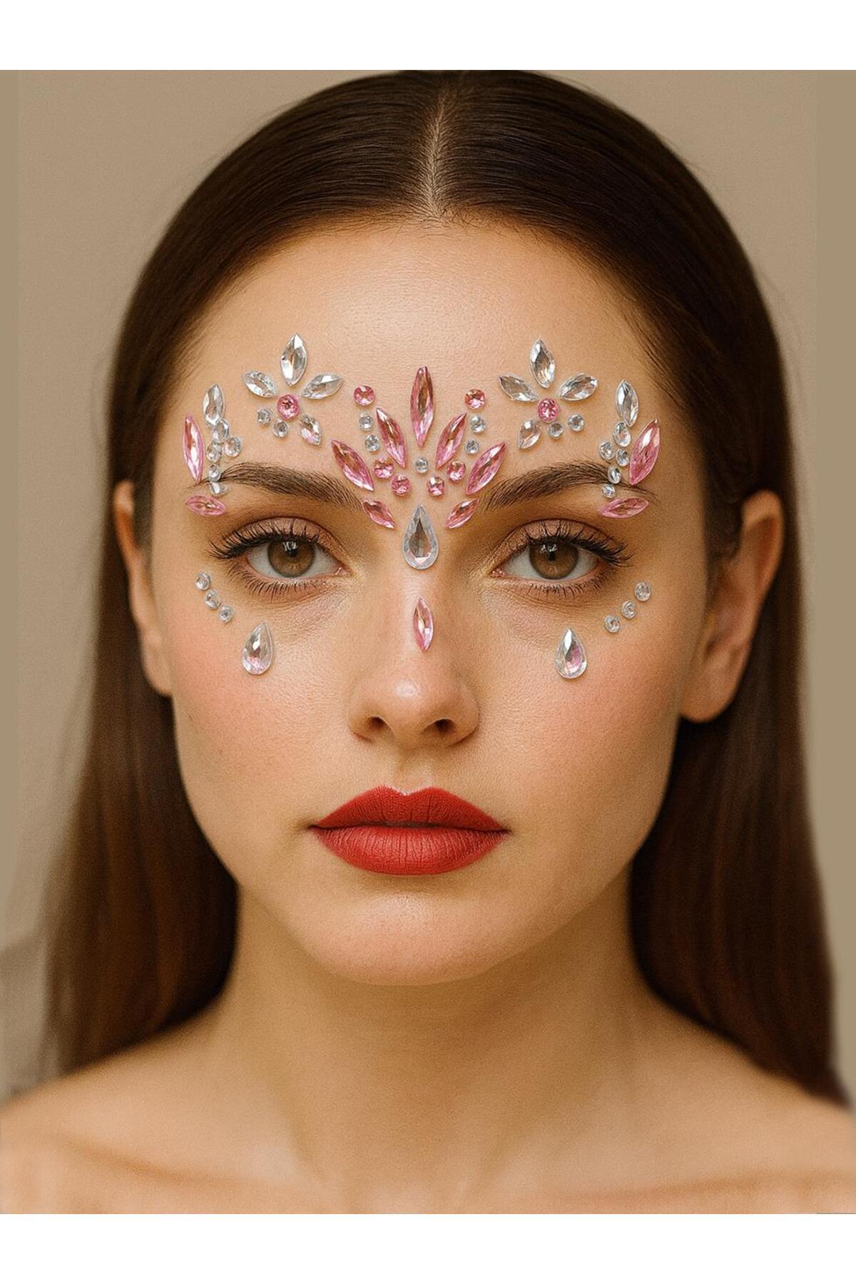 Parti Adresi Kristal Göz Taşı Vücut Süsleme Taşı Yüz Süsleme Makyaj Taşı Pembe