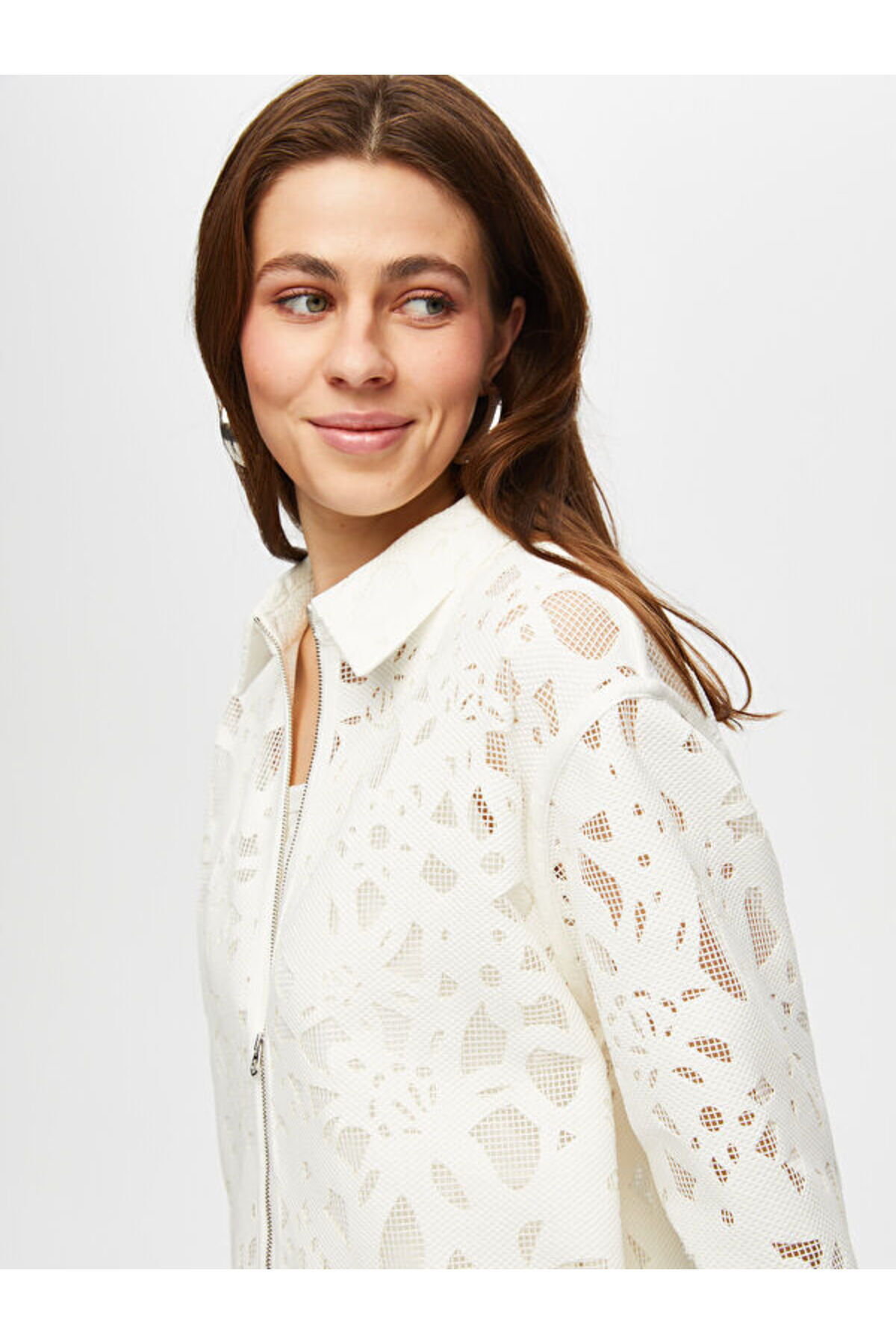 Faik Sönmez  Kendinden Jakarlı Rahat Form Astarsız Ceket S25CKT035 - Görsel 5