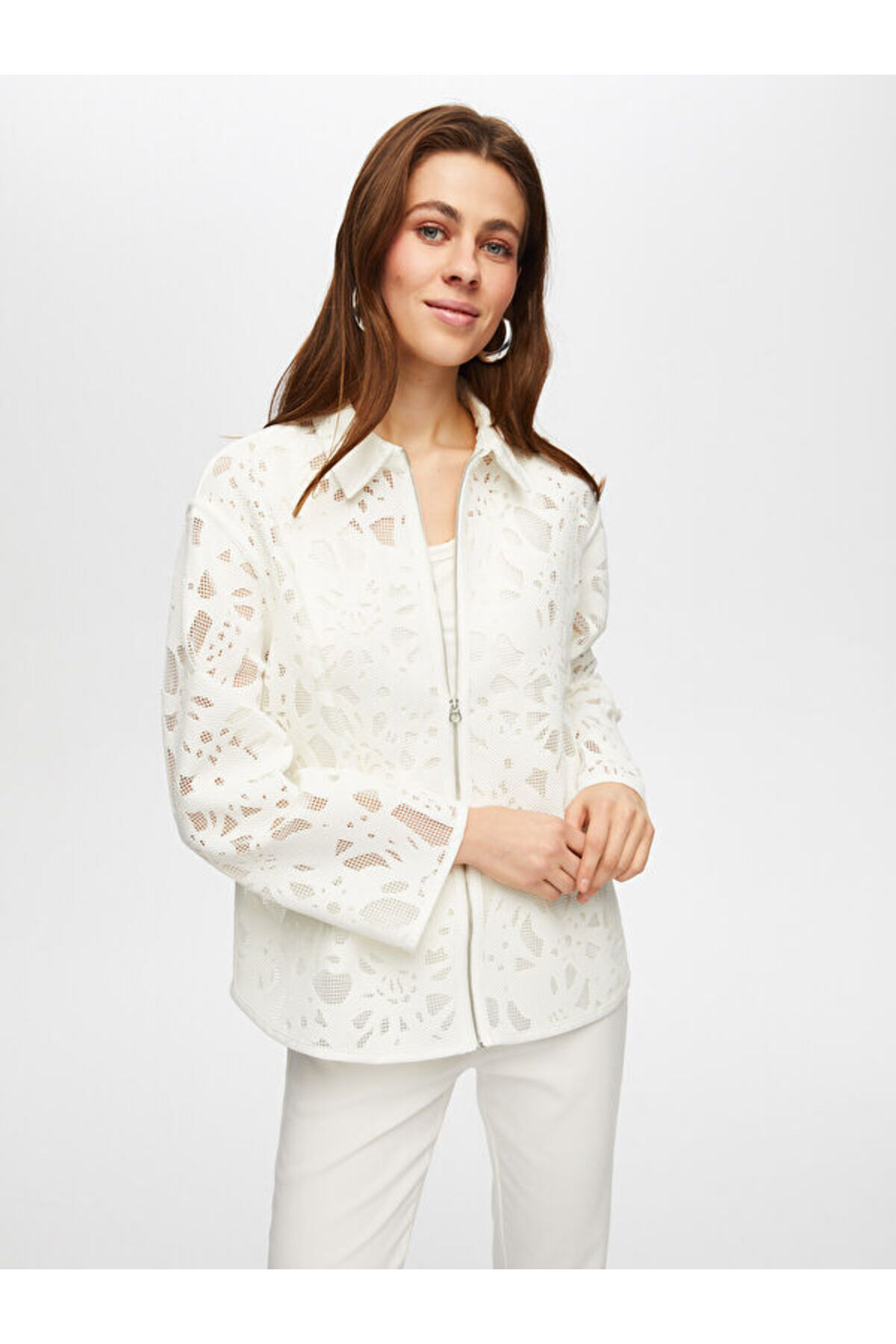 Faik Sönmez  Kendinden Jakarlı Rahat Form Astarsız Ceket S25CKT035 - Görsel 3