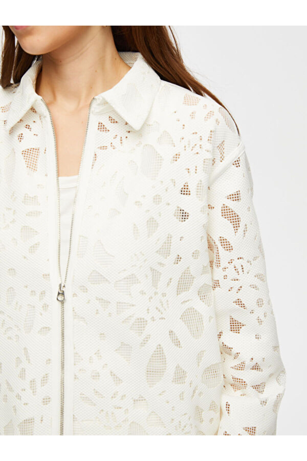 Faik Sönmez  Kendinden Jakarlı Rahat Form Astarsız Ceket S25CKT035 - Görsel 6