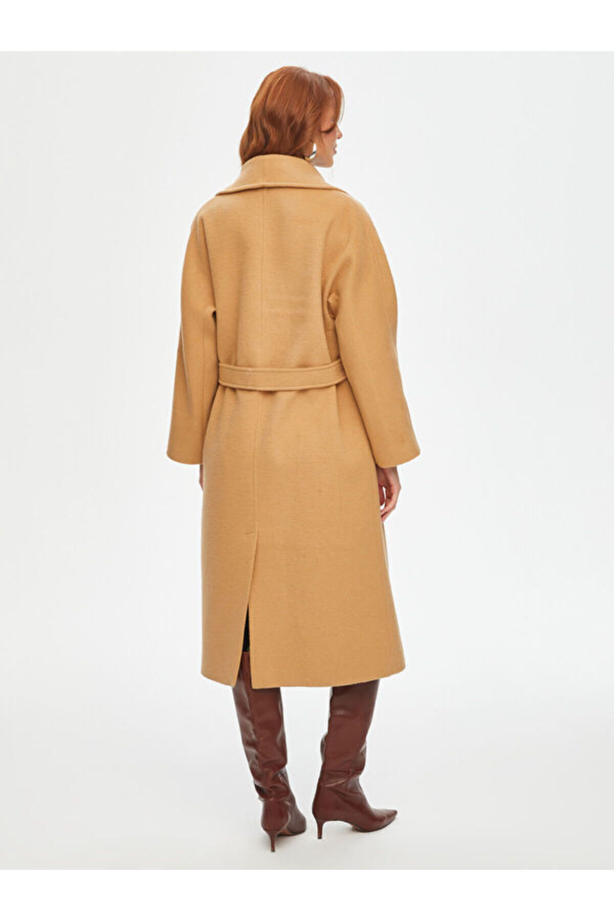 Faik Sönmez  Beli Kuşaklı Yün Karışımlı Manto 69464 - Görsel 5