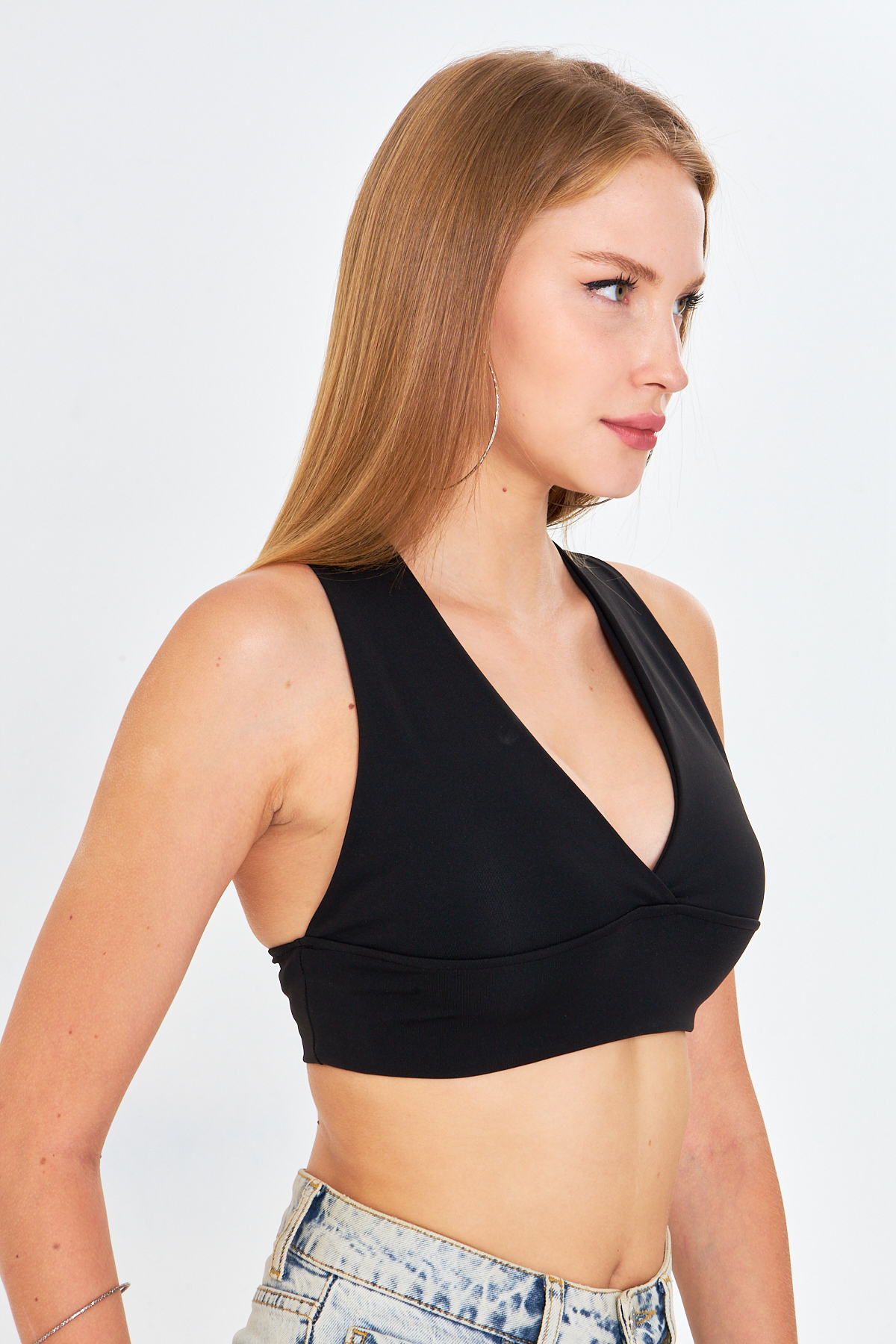FLAMOVA KADIN SIRT ÇAPRAZ DETAYLI BASIC SPOR BRALET görsel 2